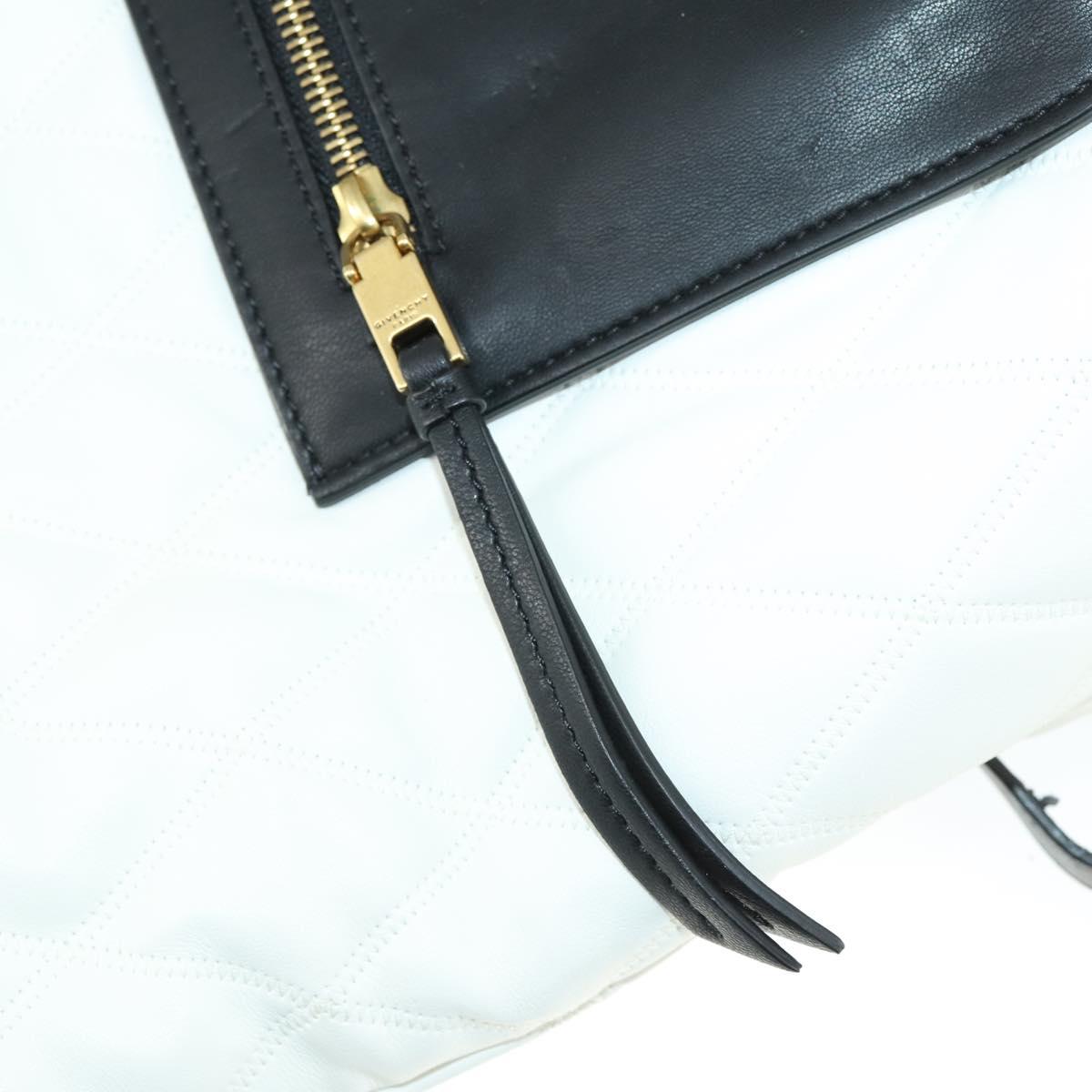 GIVENCHY Backpack Leather White Gold Auth BA10327