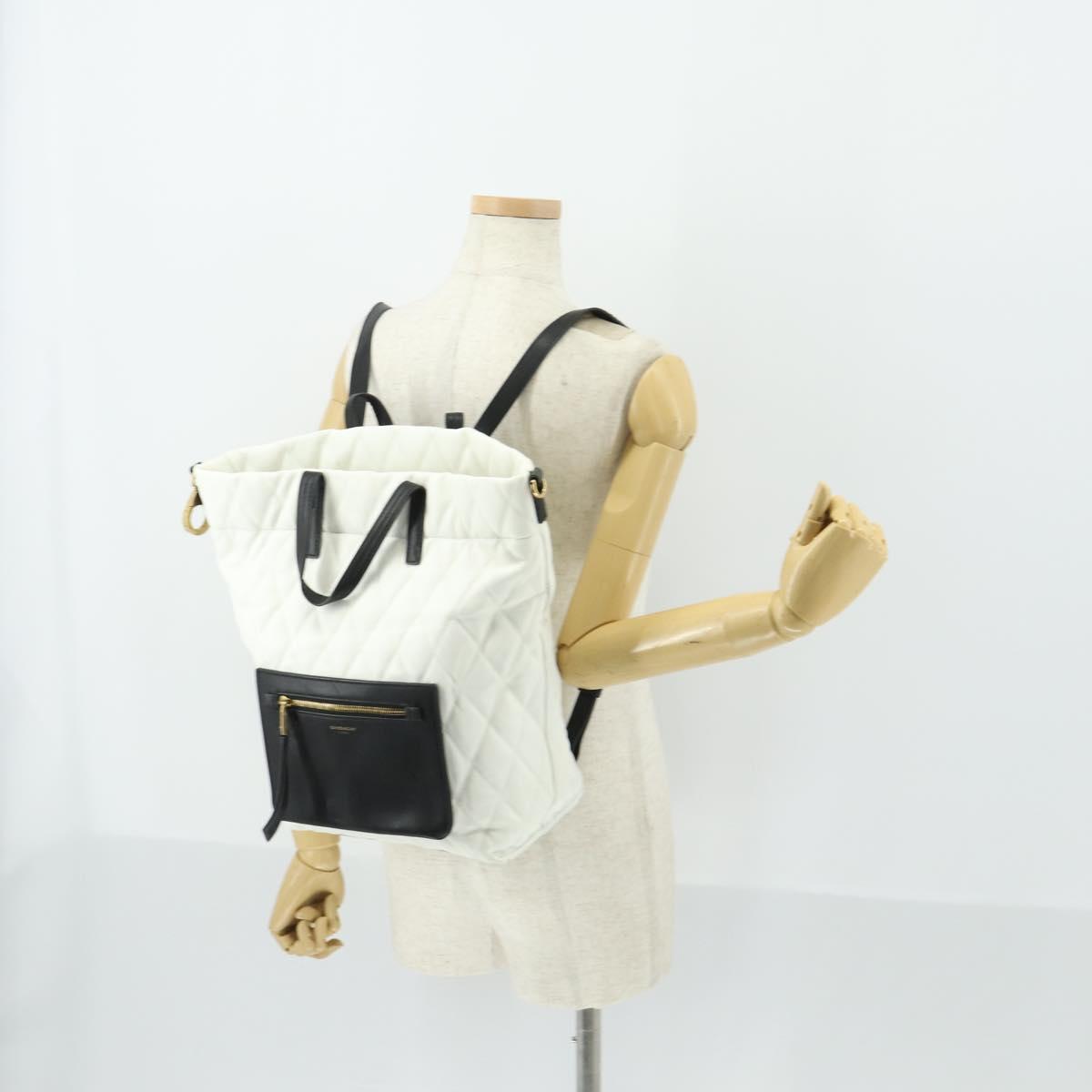 GIVENCHY Backpack Leather White Gold Auth BA10327