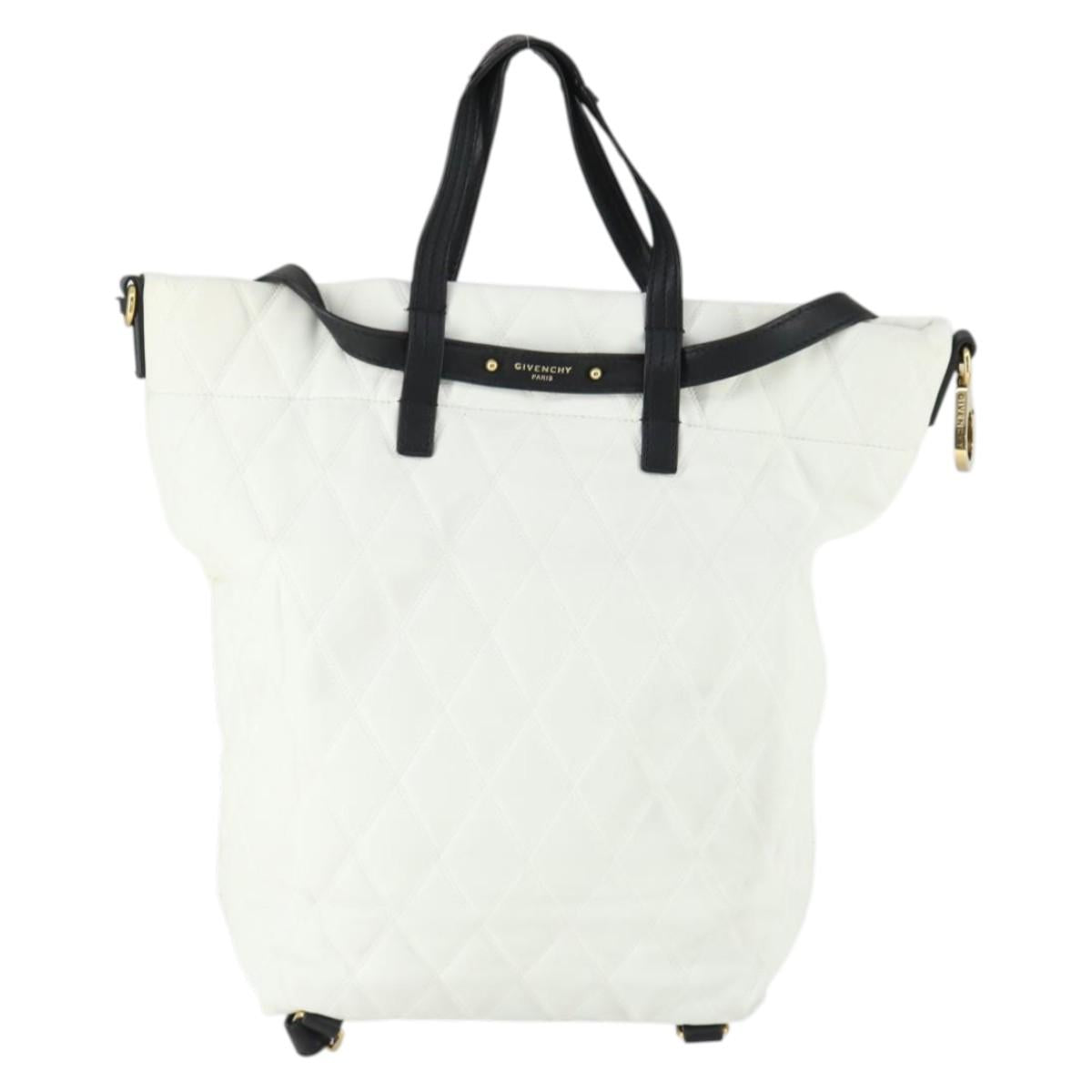 GIVENCHY Backpack Leather White Gold Auth BA10327