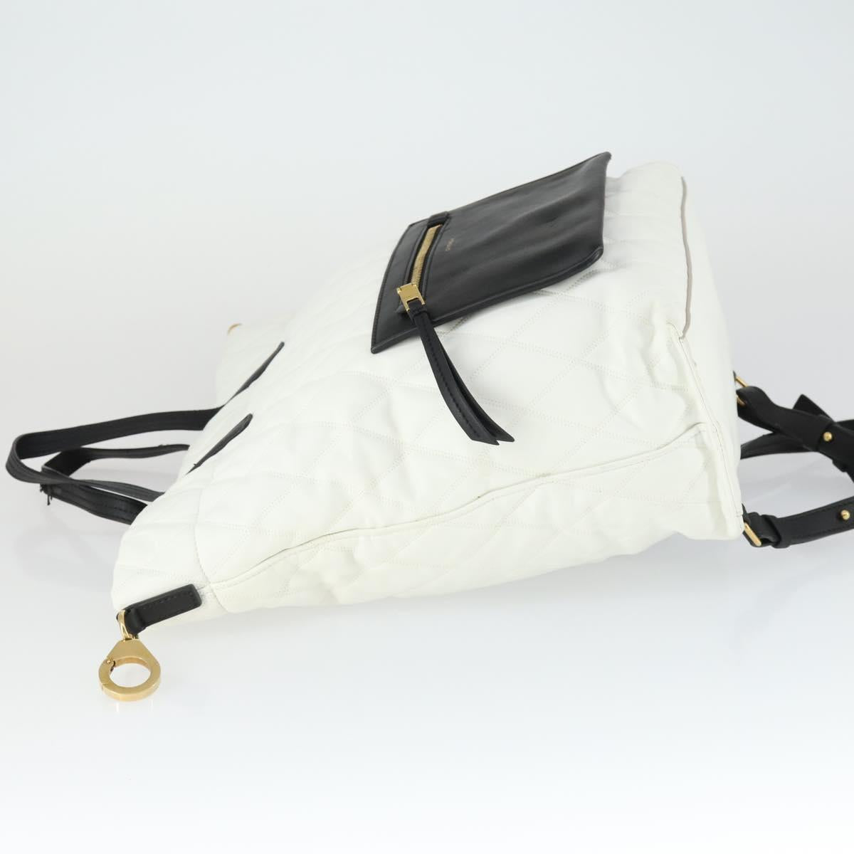GIVENCHY Backpack Leather White Gold Auth BA10327