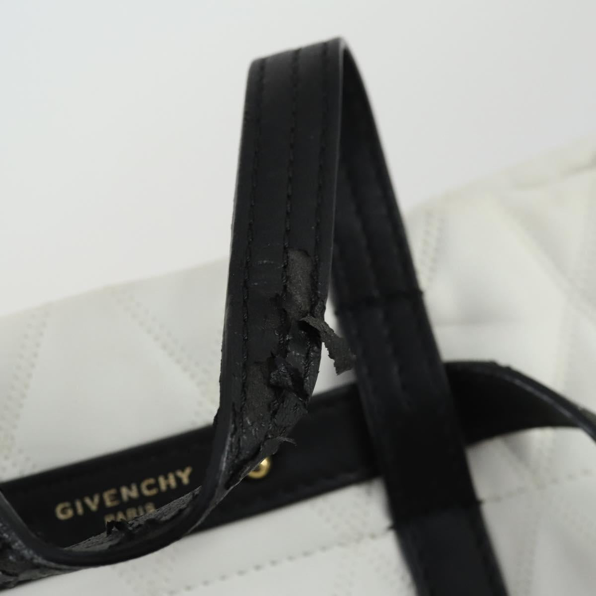 GIVENCHY Backpack Leather White Gold Auth BA10327
