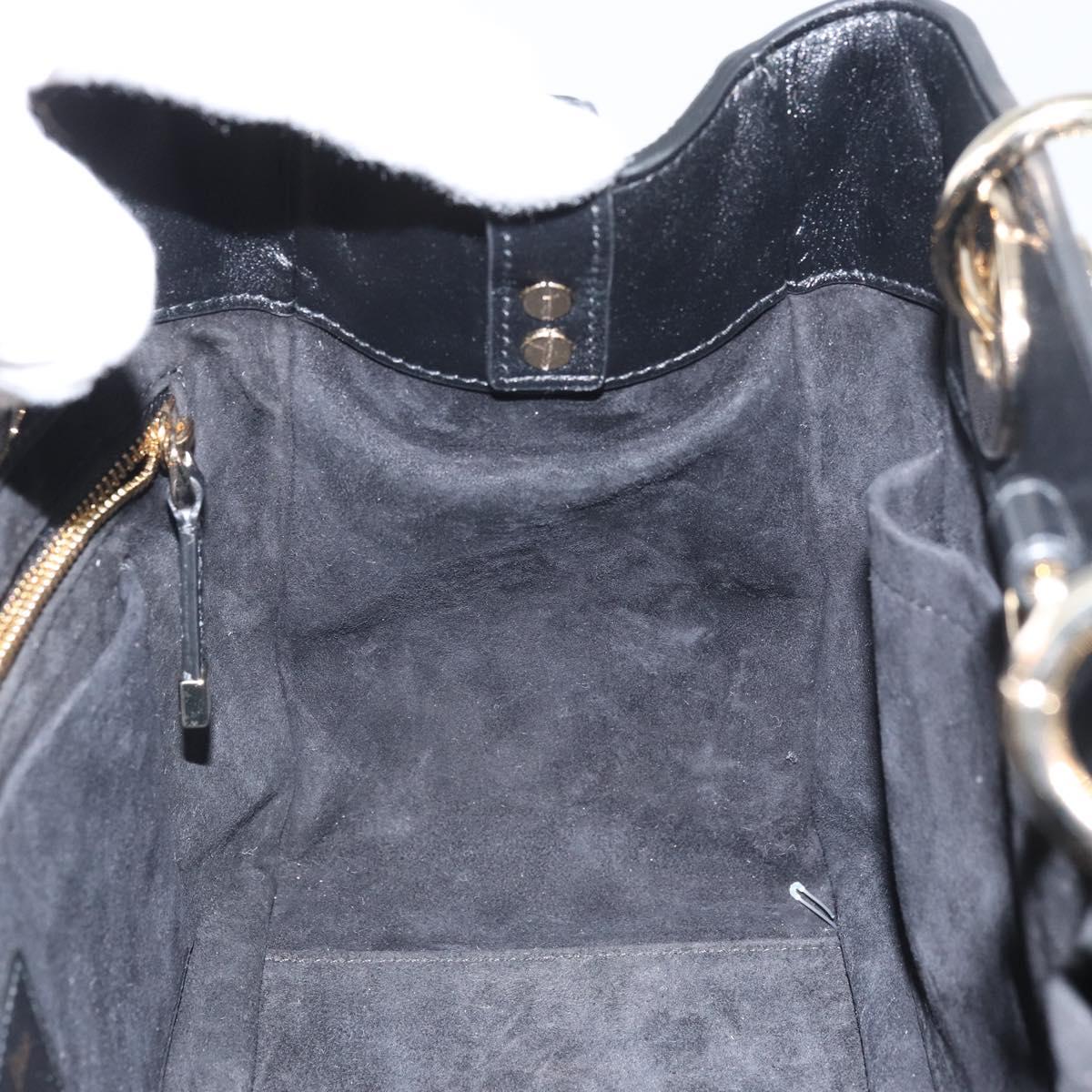 Christian Dior Lady Dior Hand Bag Leather 2way Black Gold Auth BA10329SM