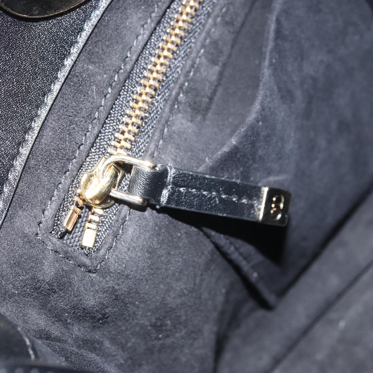 Christian Dior Lady Dior Hand Bag Leather 2way Black Gold Auth BA10329SM