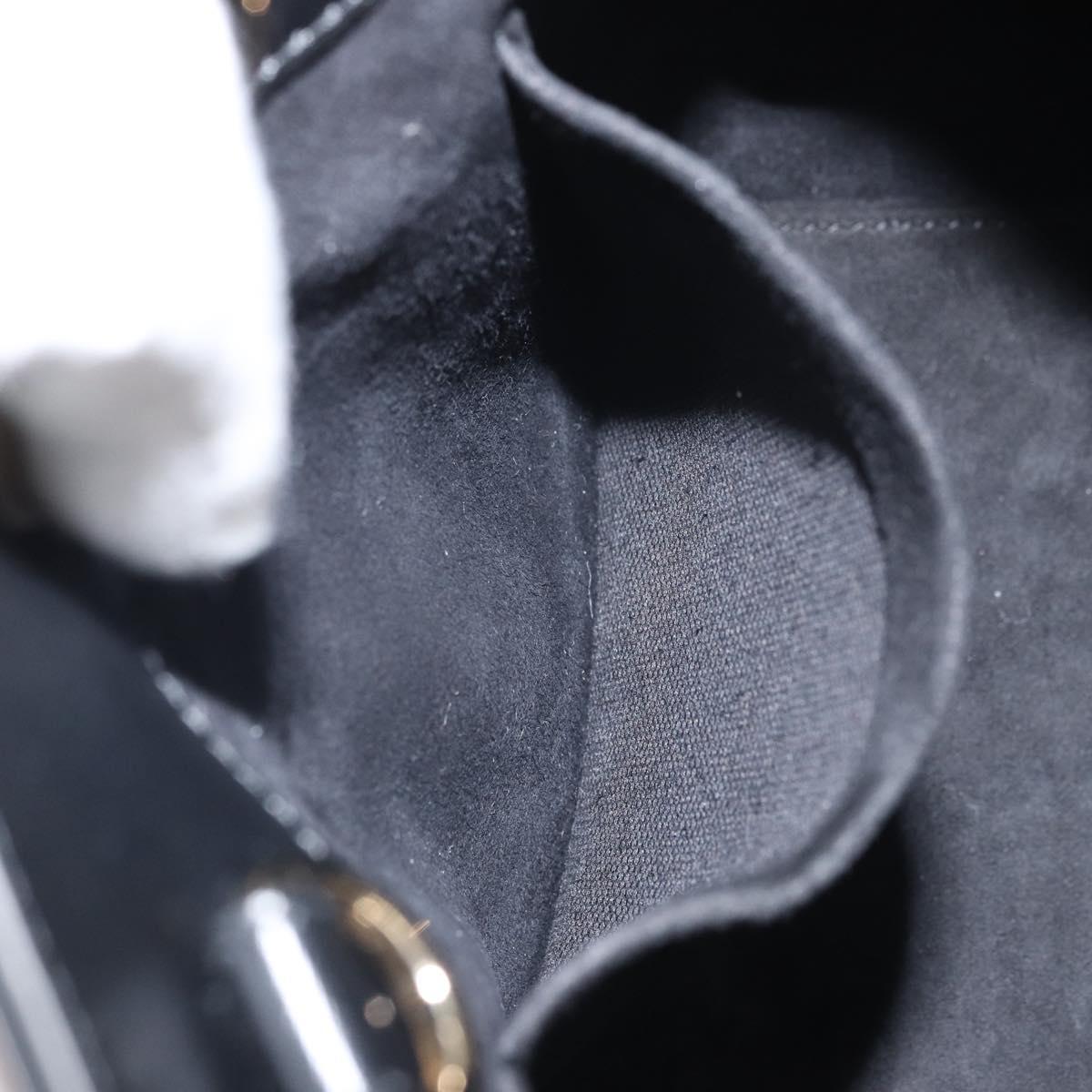 Christian Dior Lady Dior Hand Bag Leather 2way Black Gold Auth BA10329SM