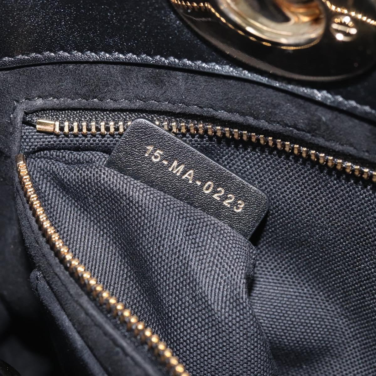 Christian Dior Lady Dior Hand Bag Leather 2way Black Gold Auth BA10329SM
