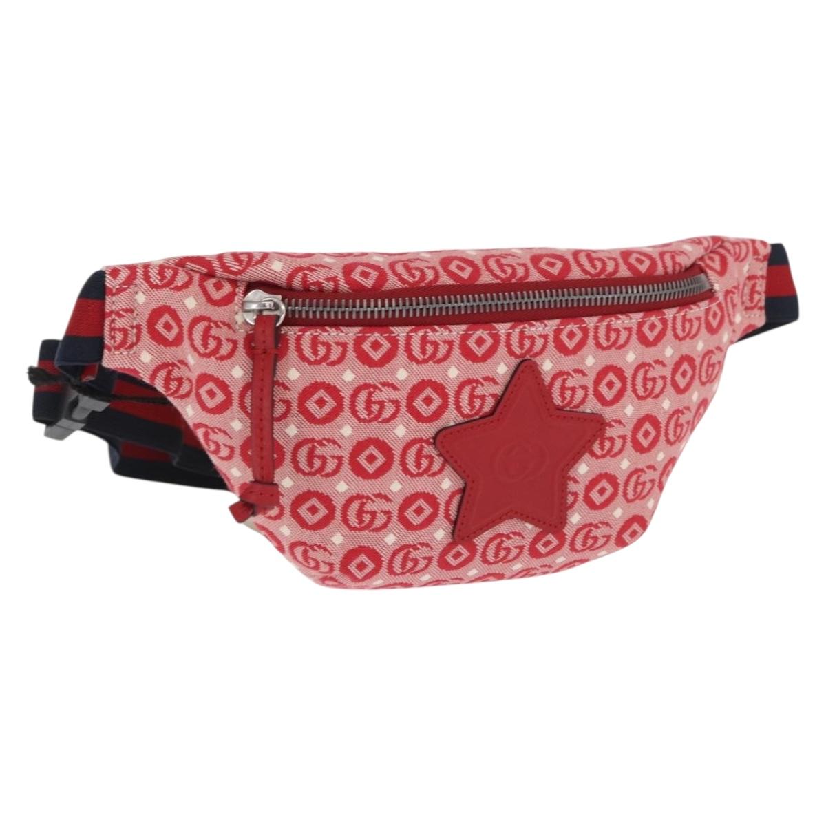 GUCCI Children's Sherry Line Waist bag Canvas Navy Red 502095 Auth BA10333