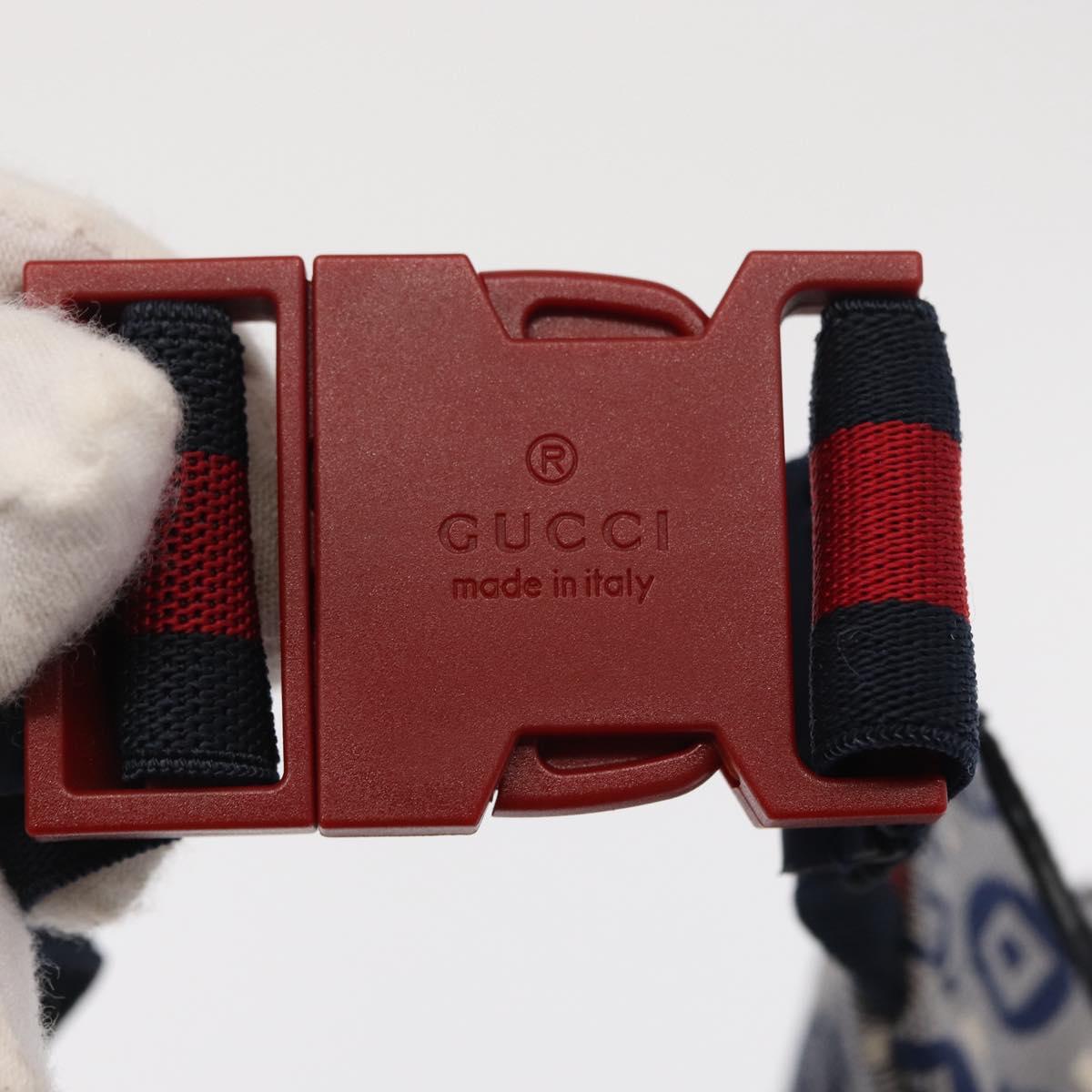 GUCCI Children's Sherry Line Waist bag Canvas Navy Red blue 502095 Auth BA10335