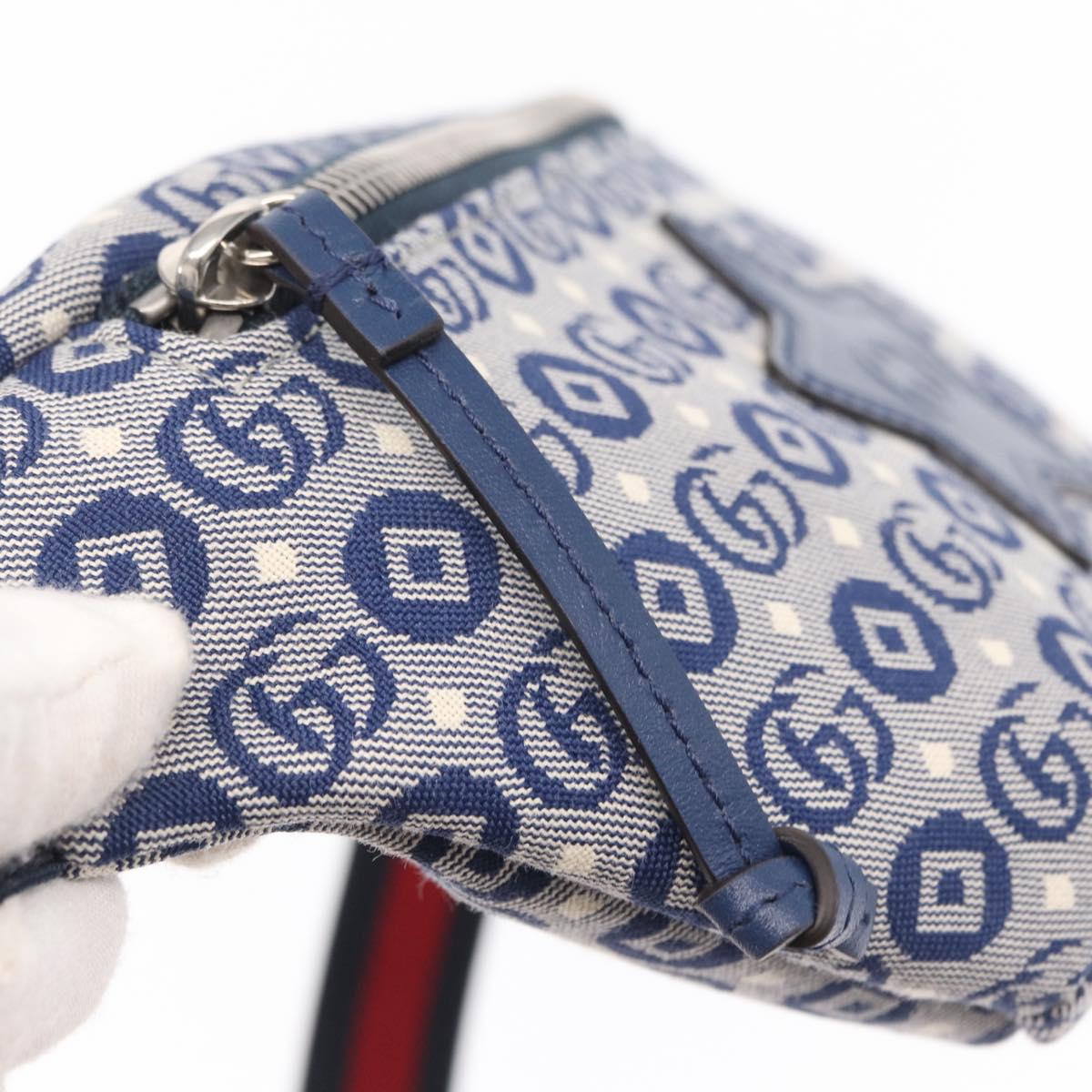 GUCCI Children's Sherry Line Waist bag Canvas Navy Red blue 502095 Auth BA10335