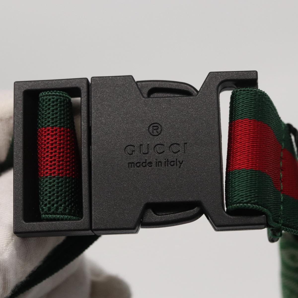 GUCCI Children's Web Sherry Line Waist bag Canvas Green Red 502095 Auth BA10336