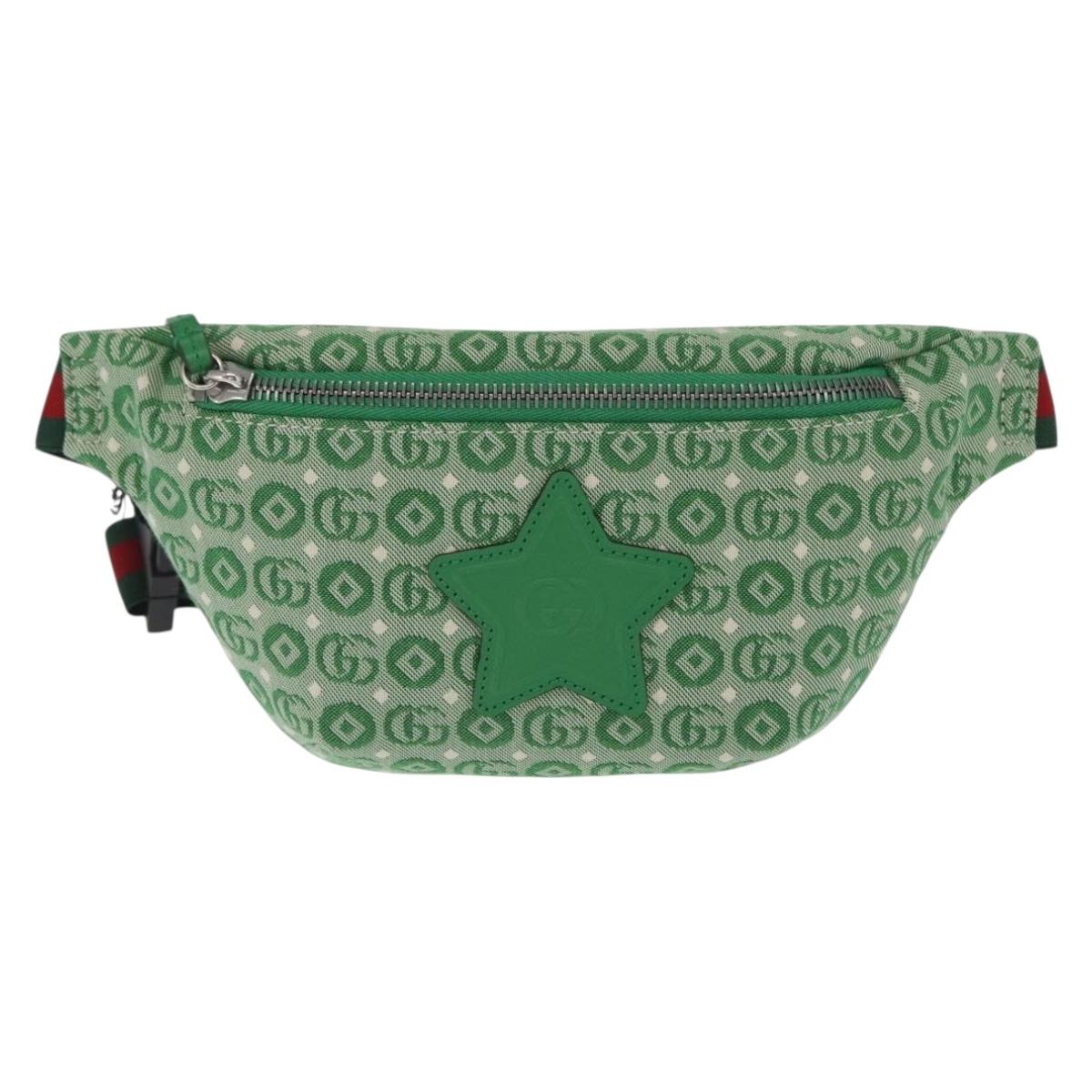 GUCCI Children's Web Sherry Line Waist bag Canvas Green Red 502095 Auth BA10336