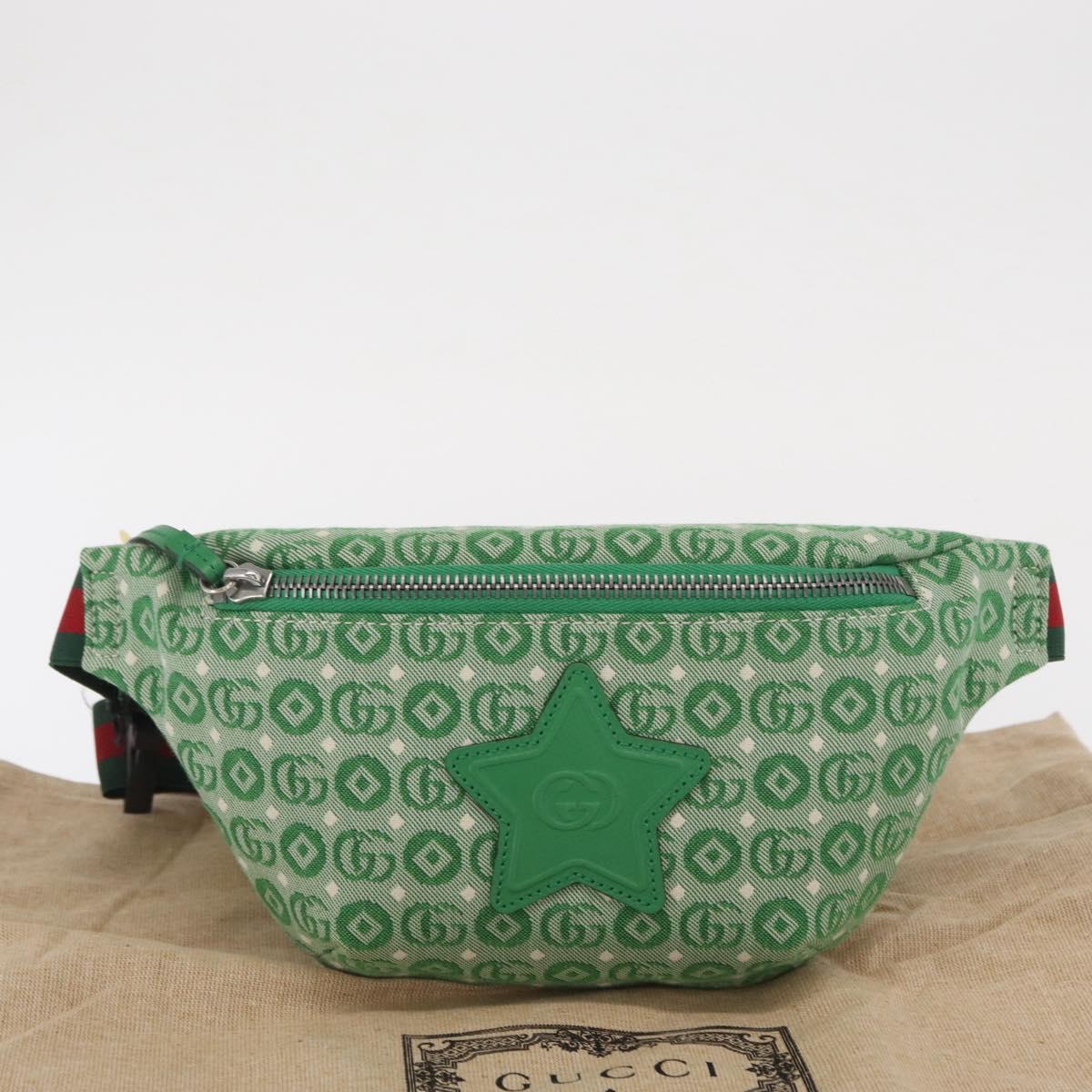 GUCCI Children's Web Sherry Line Waist bag Canvas Green Red 502095 Auth BA10336