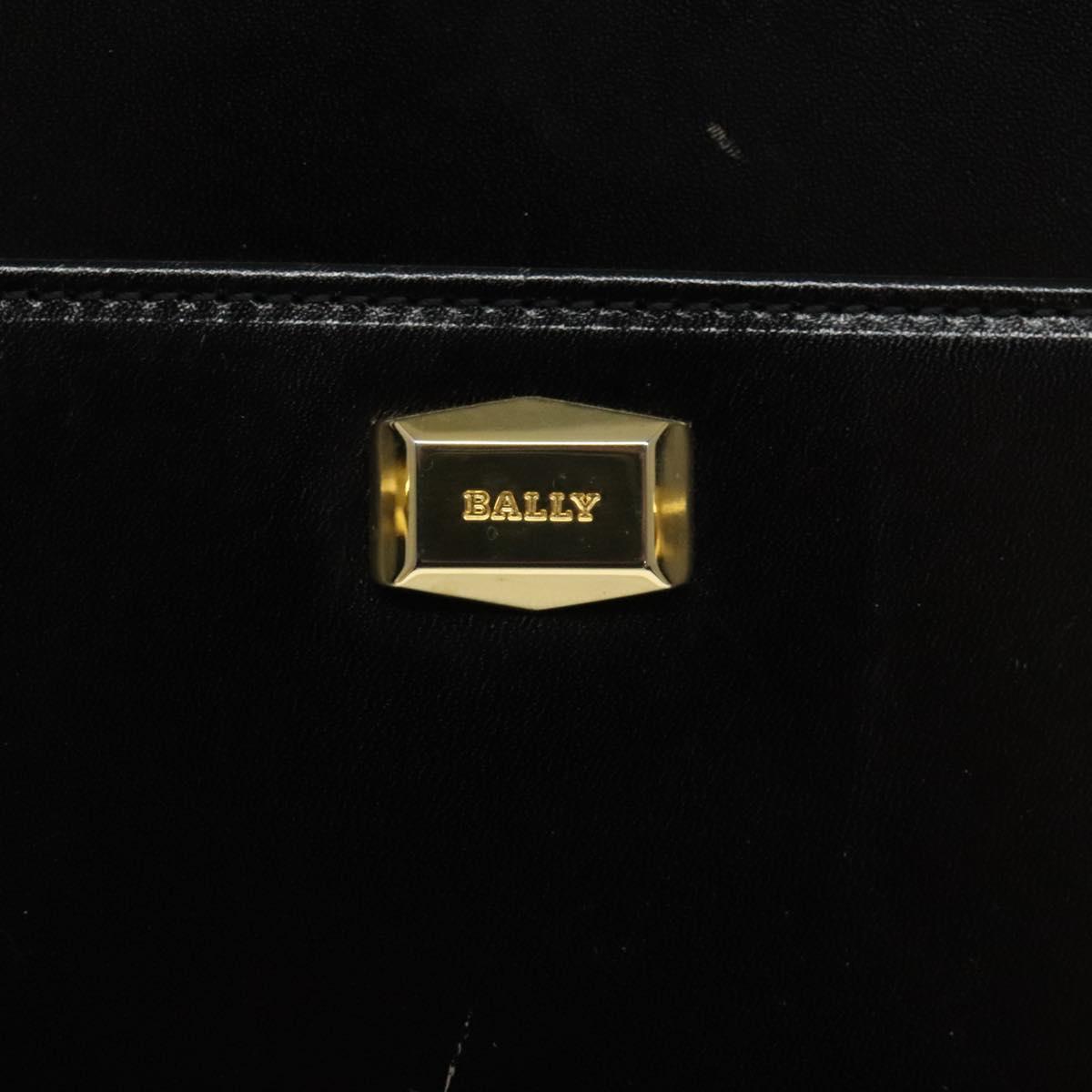 BALLY Shoulder Bag Leather Black Gold Auth BA1034