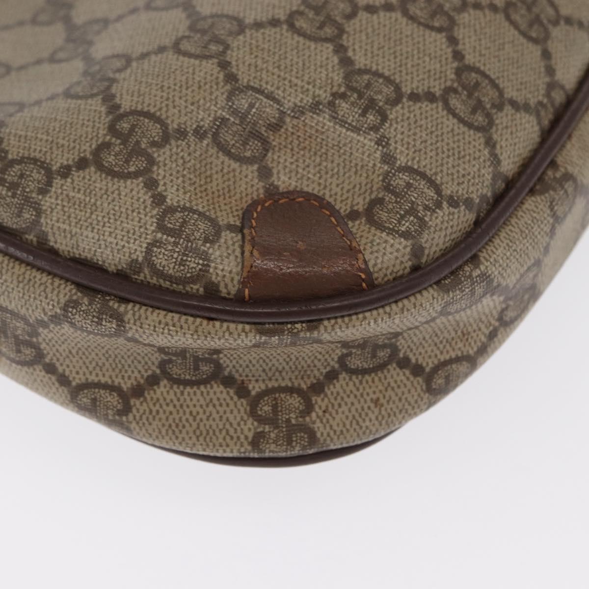 GUCCI GG Supreme Web Sherry Line Bag PVC Beige Gold 156 02 066 Auth BA10344
