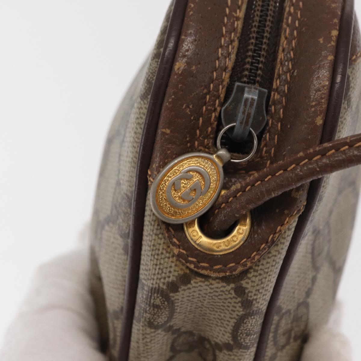 GUCCI GG Supreme Web Sherry Line Bag PVC Beige Gold 156 02 066 Auth BA10344