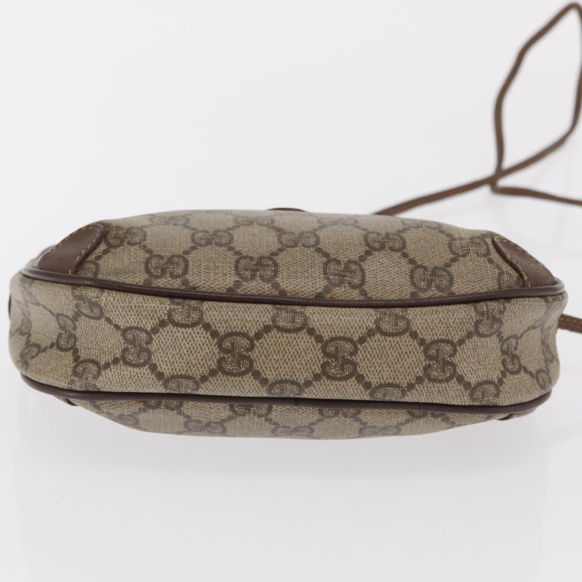 GUCCI GG Supreme Web Sherry Line Bag PVC Beige Gold 156 02 066 Auth BA10344