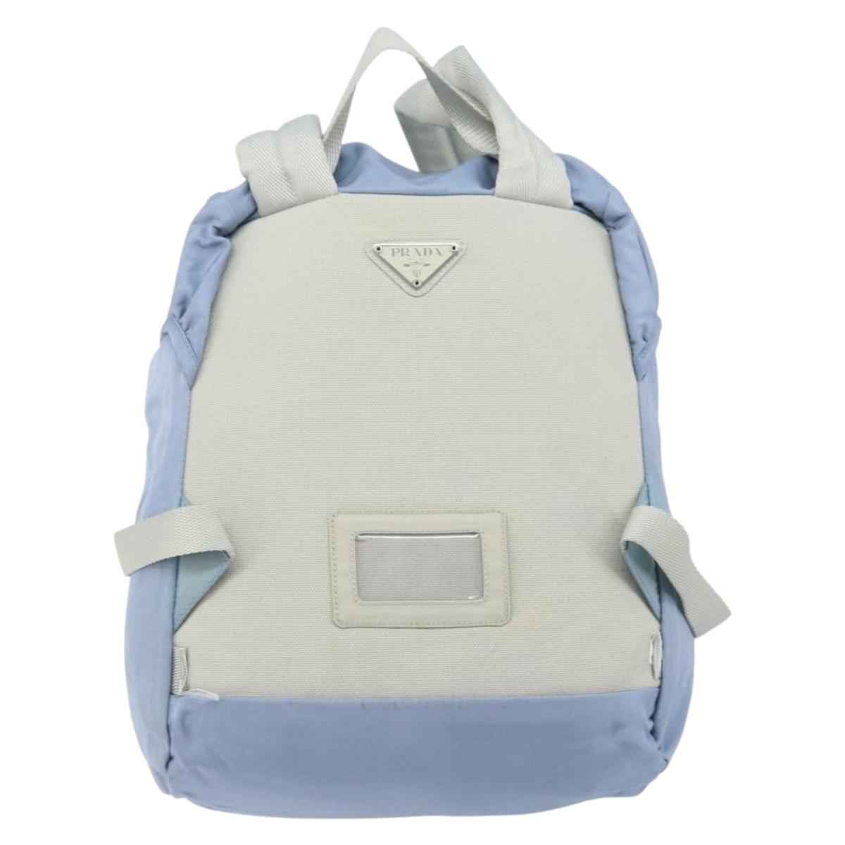 PRADA Backpack Nylon Light Blue Silver Auth BA10351