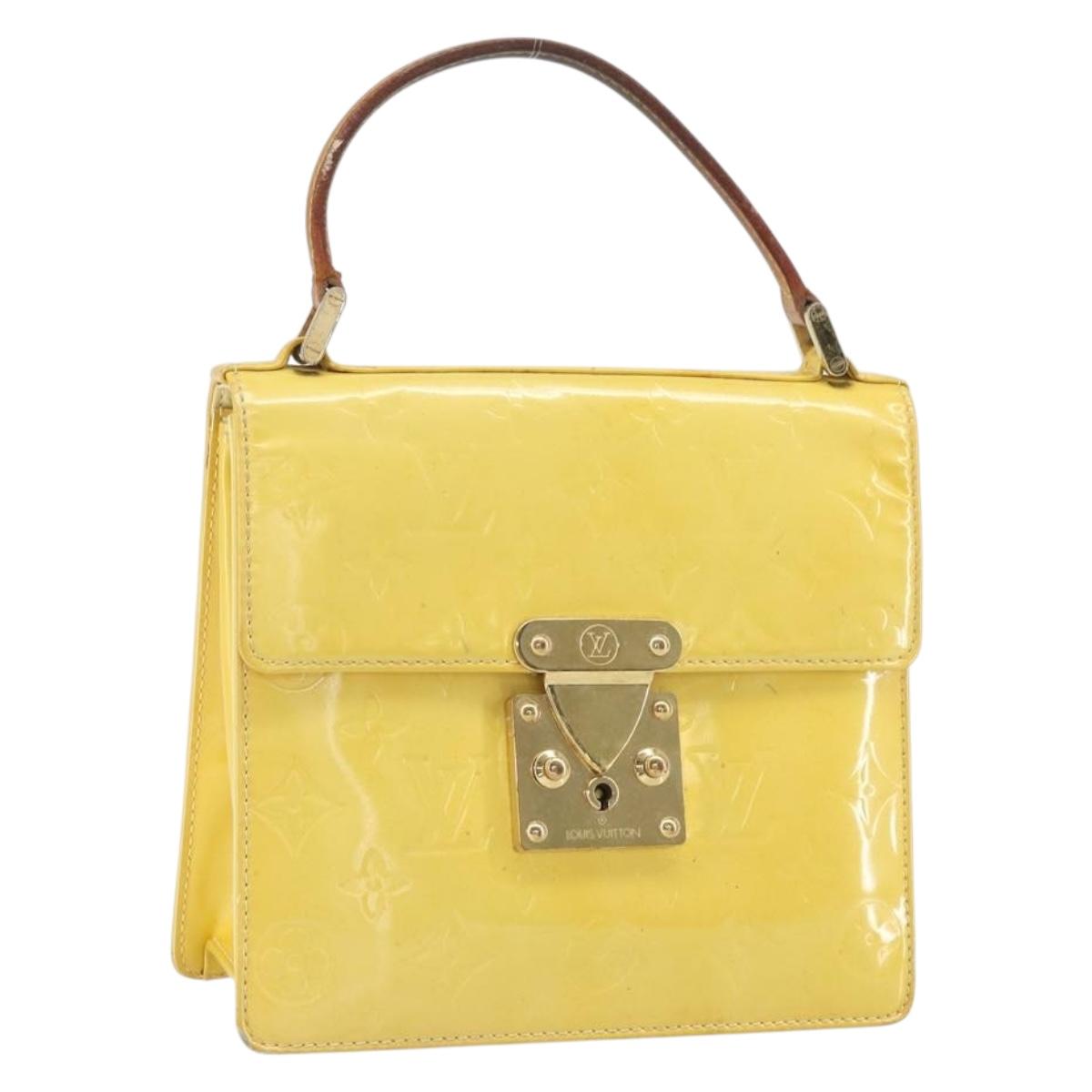 LOUIS VUITTON Monogram Vernis Spring Street Bag Lime Yellow M91068 Auth BA10357