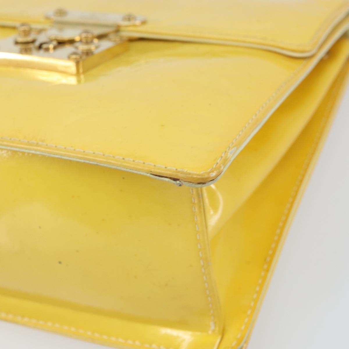 LOUIS VUITTON Monogram Vernis Spring Street Bag Lime Yellow M91068 Auth BA10357