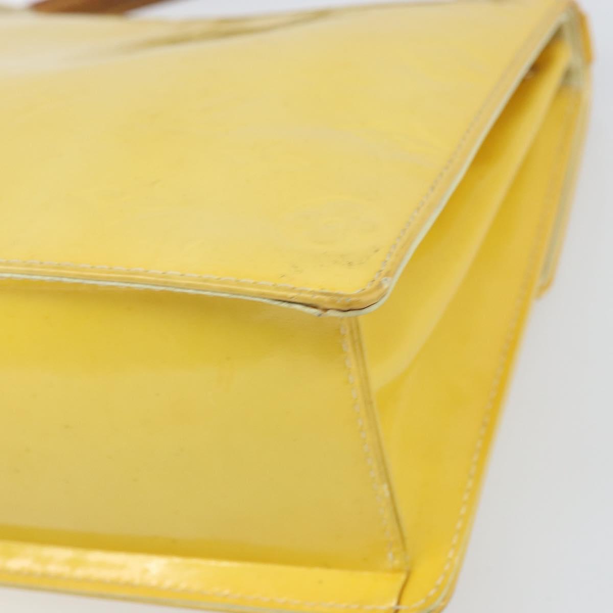 LOUIS VUITTON Monogram Vernis Spring Street Bag Lime Yellow M91068 Auth BA10357