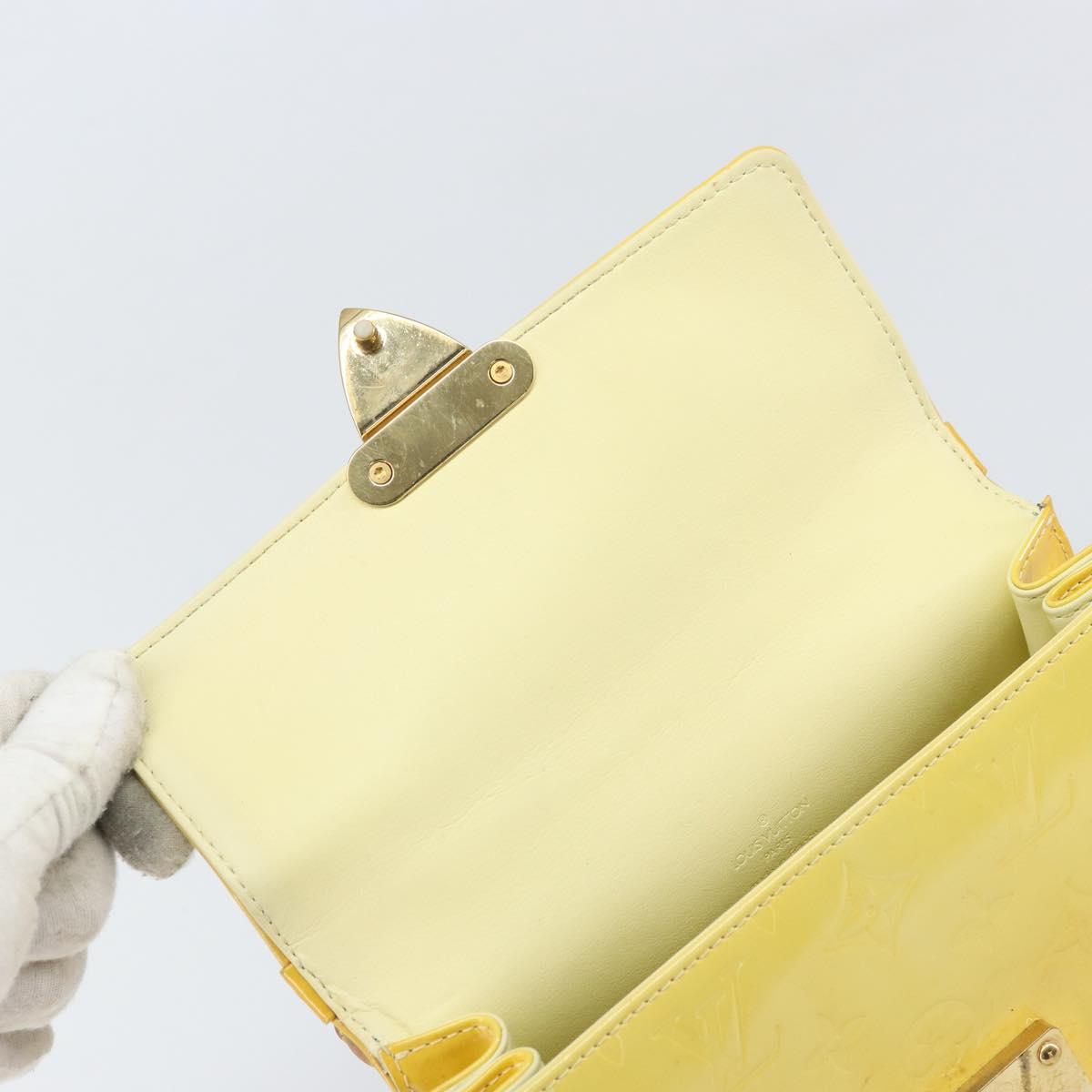 LOUIS VUITTON Monogram Vernis Spring Street Bag Lime Yellow M91068 Auth BA10357