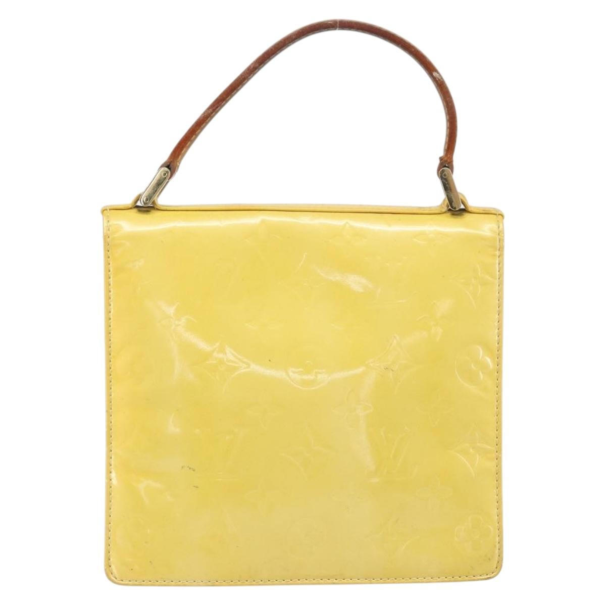 LOUIS VUITTON Monogram Vernis Spring Street Bag Lime Yellow M91068 Auth BA10357