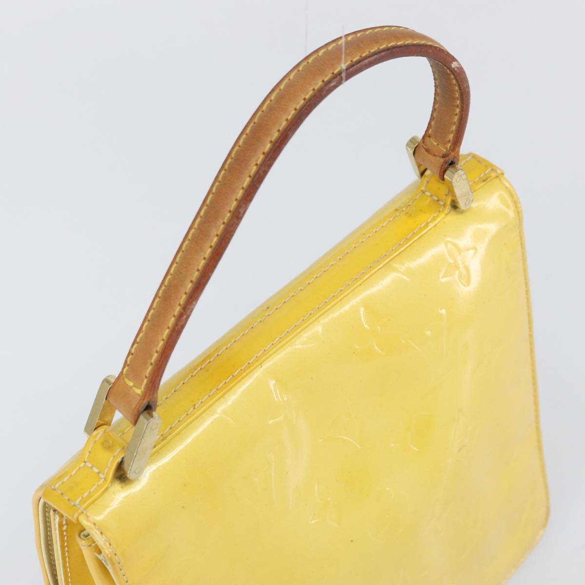 LOUIS VUITTON Monogram Vernis Spring Street Bag Lime Yellow M91068 Auth BA10357