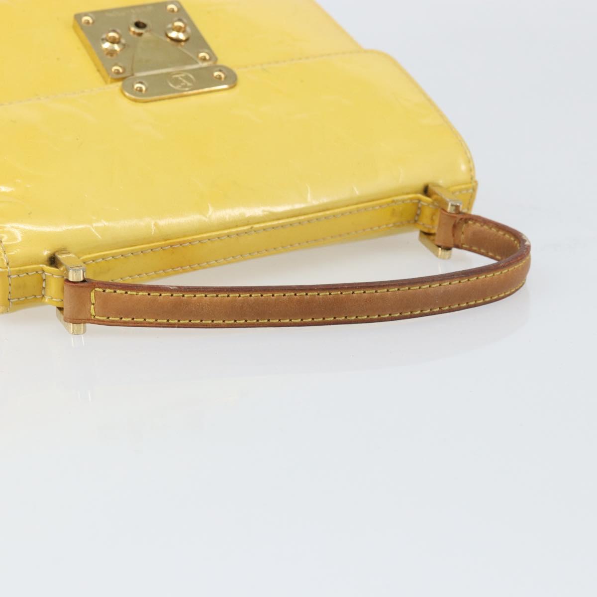 LOUIS VUITTON Monogram Vernis Spring Street Bag Lime Yellow M91068 Auth BA10357