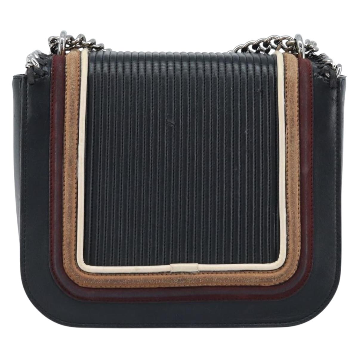 Stella MacCartney Hand Bag Leather 2way Black Silver Auth BA10361