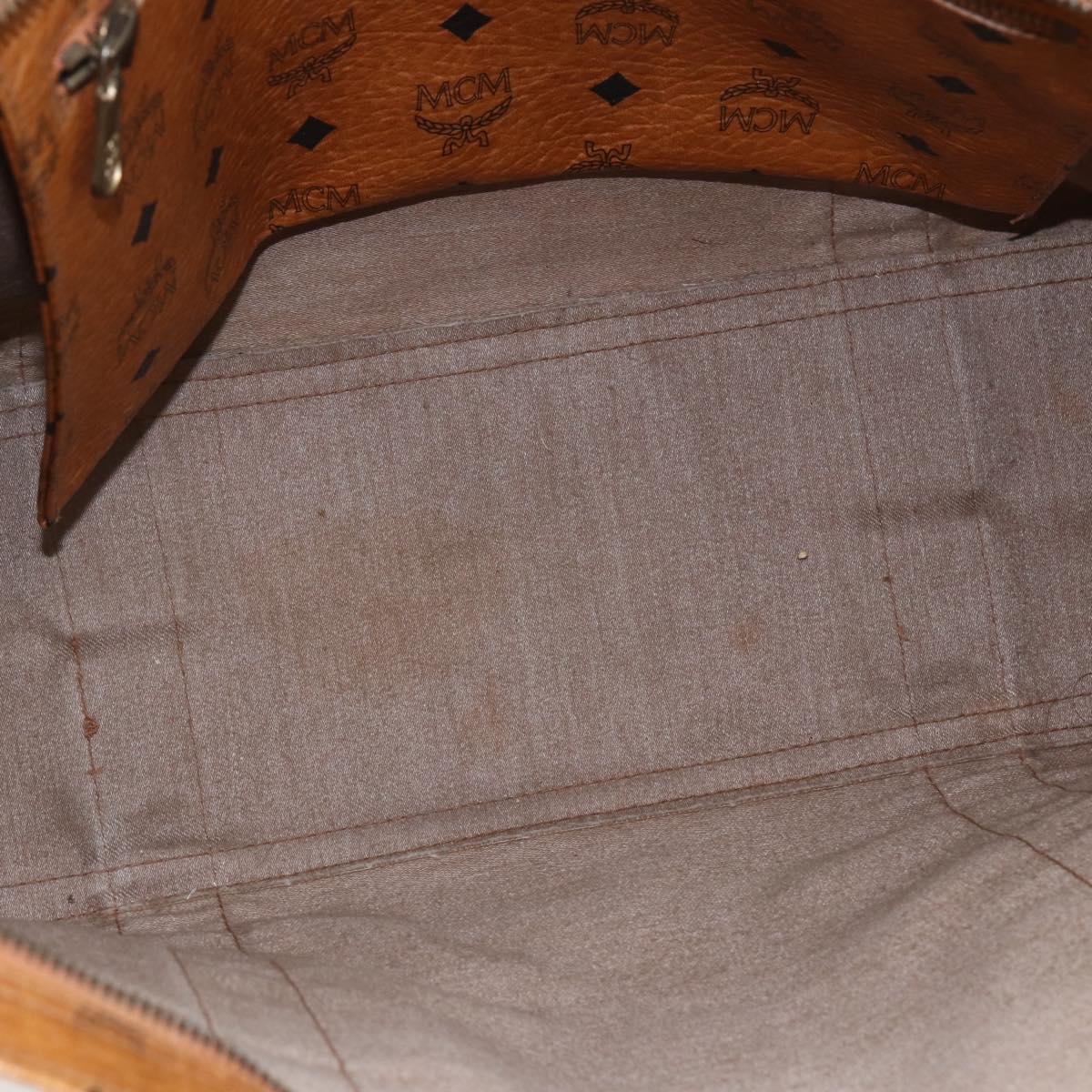MCM Logogram Vicetos Tote Bag PVC Brown Gold Auth BA10363