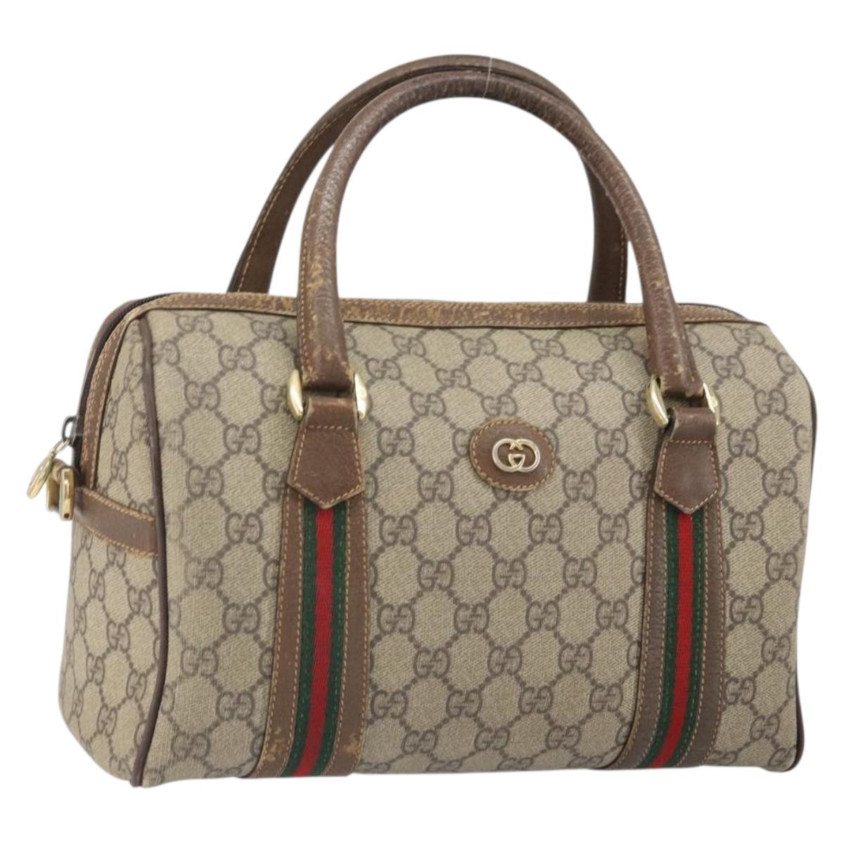 GUCCI GG Supreme Web Sherry Line Bag PVC Beige 002 115 6697 4023 Auth BA10364