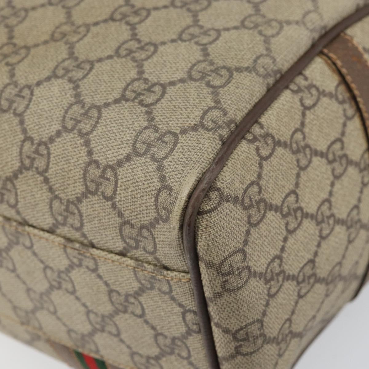 GUCCI GG Supreme Web Sherry Line Bag PVC Beige 002 115 6697 4023 Auth BA10364