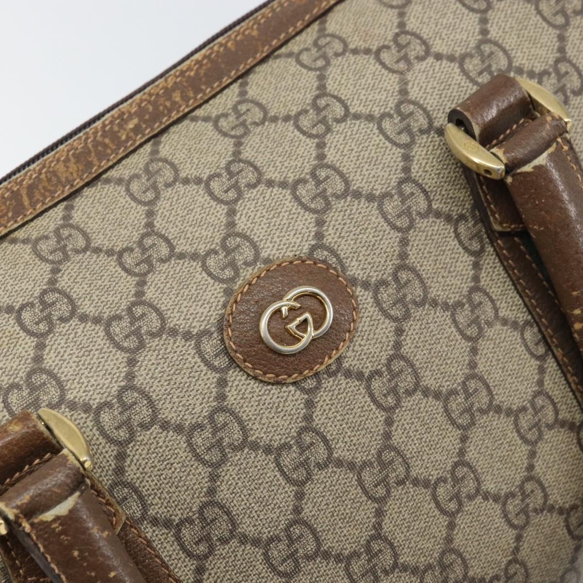 GUCCI GG Supreme Web Sherry Line Bag PVC Beige 002 115 6697 4023 Auth BA10364