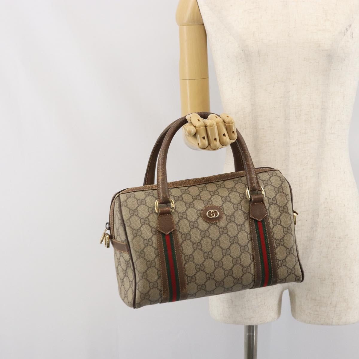 GUCCI GG Supreme Web Sherry Line Bag PVC Beige 002 115 6697 4023 Auth BA10364