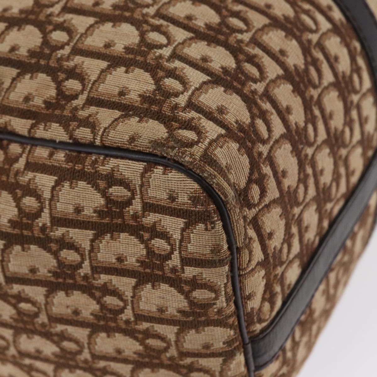 Christian Dior Trotter Canvas Boston Bag Brown Gold Auth BA10366