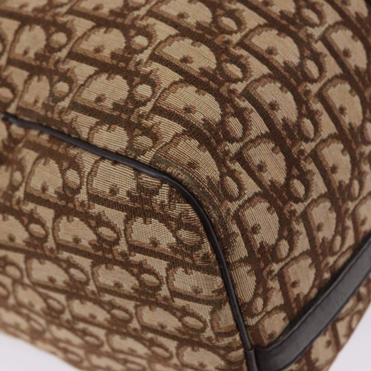 Christian Dior Trotter Canvas Boston Bag Brown Gold Auth BA10366