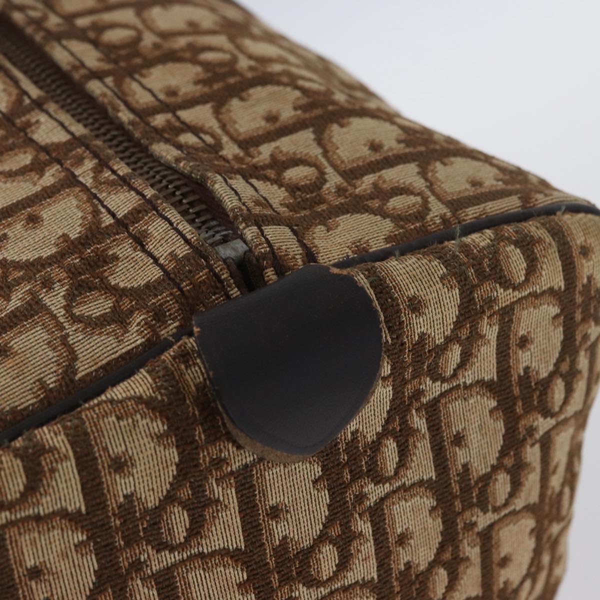 Christian Dior Trotter Canvas Boston Bag Brown Gold Auth BA10366