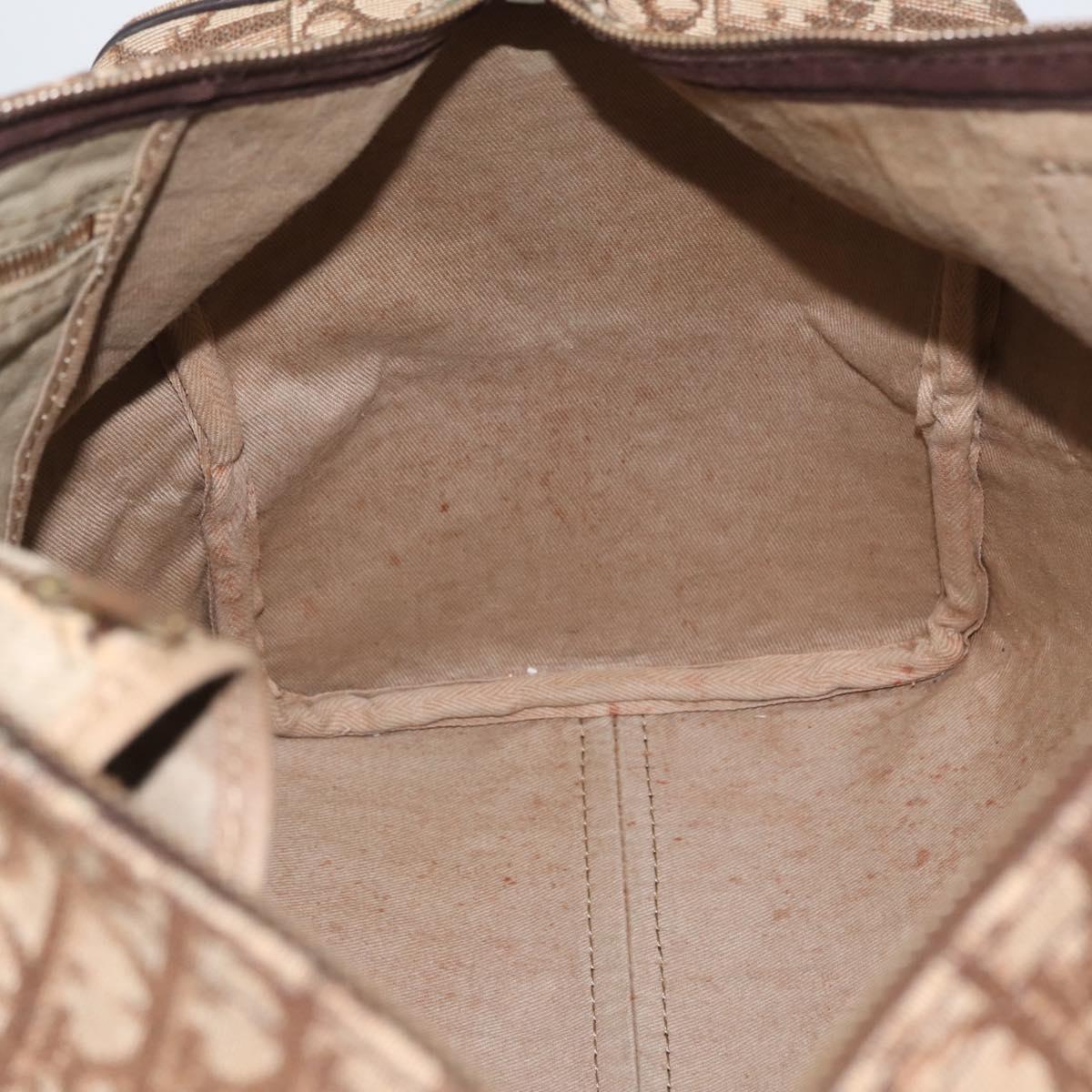 Christian Dior Trotter Canvas Boston Bag Brown Gold Auth BA10366
