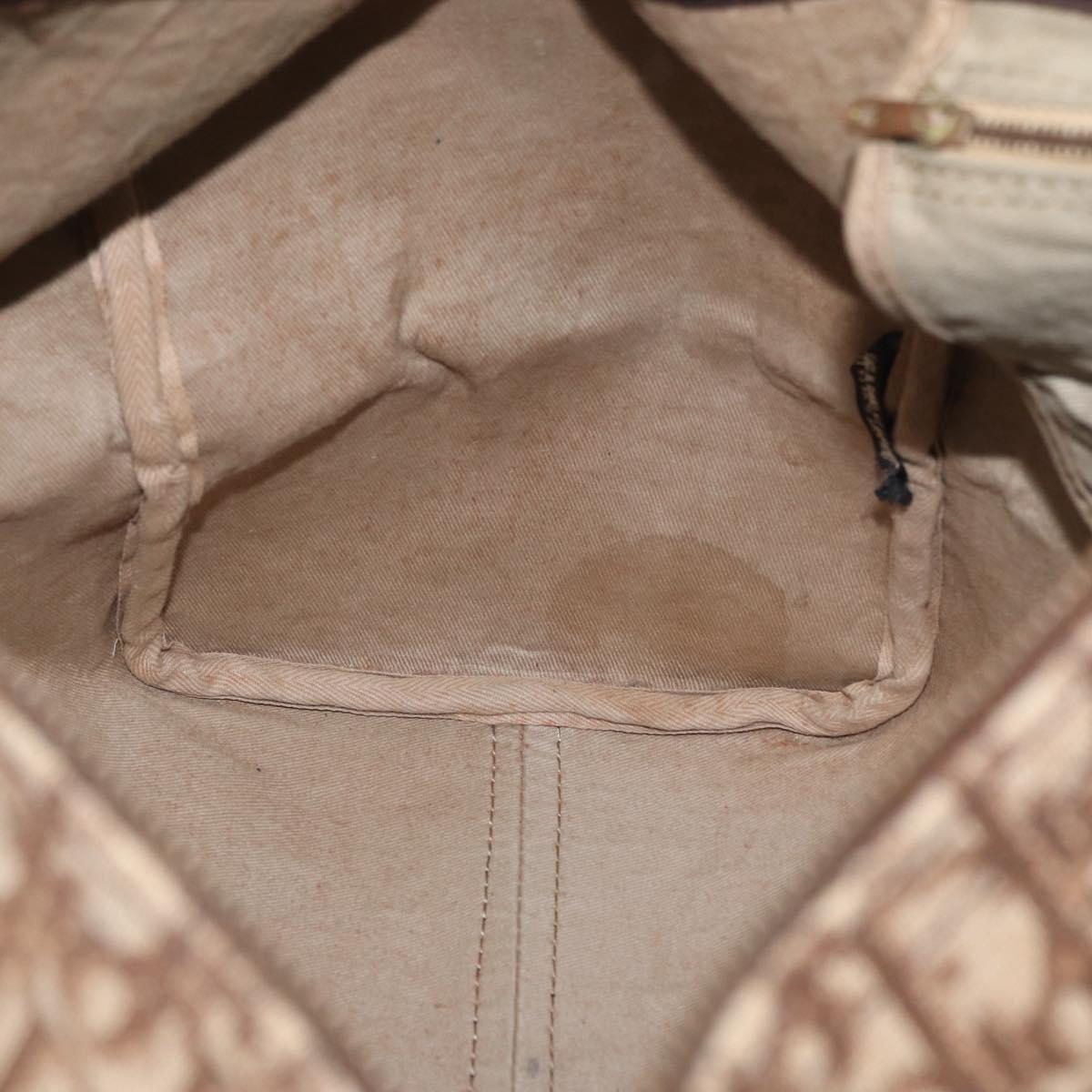 Christian Dior Trotter Canvas Boston Bag Brown Gold Auth BA10366