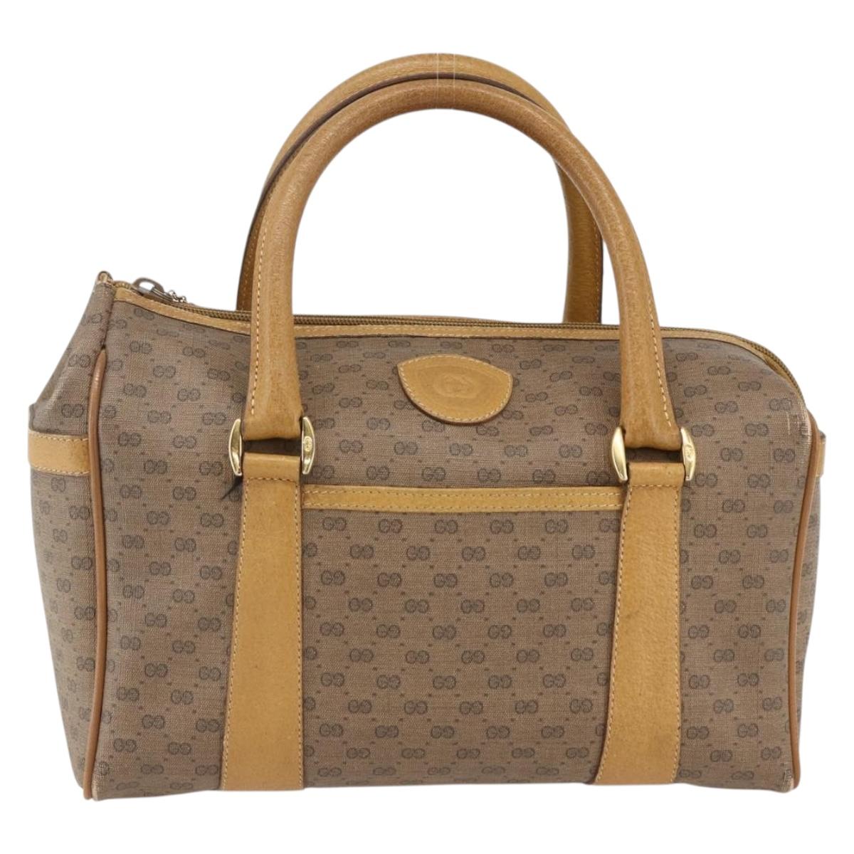 GUCCI Micro GG Supreme Hand Bag PVC Beige Gold 000 40 0207 Auth BA10367