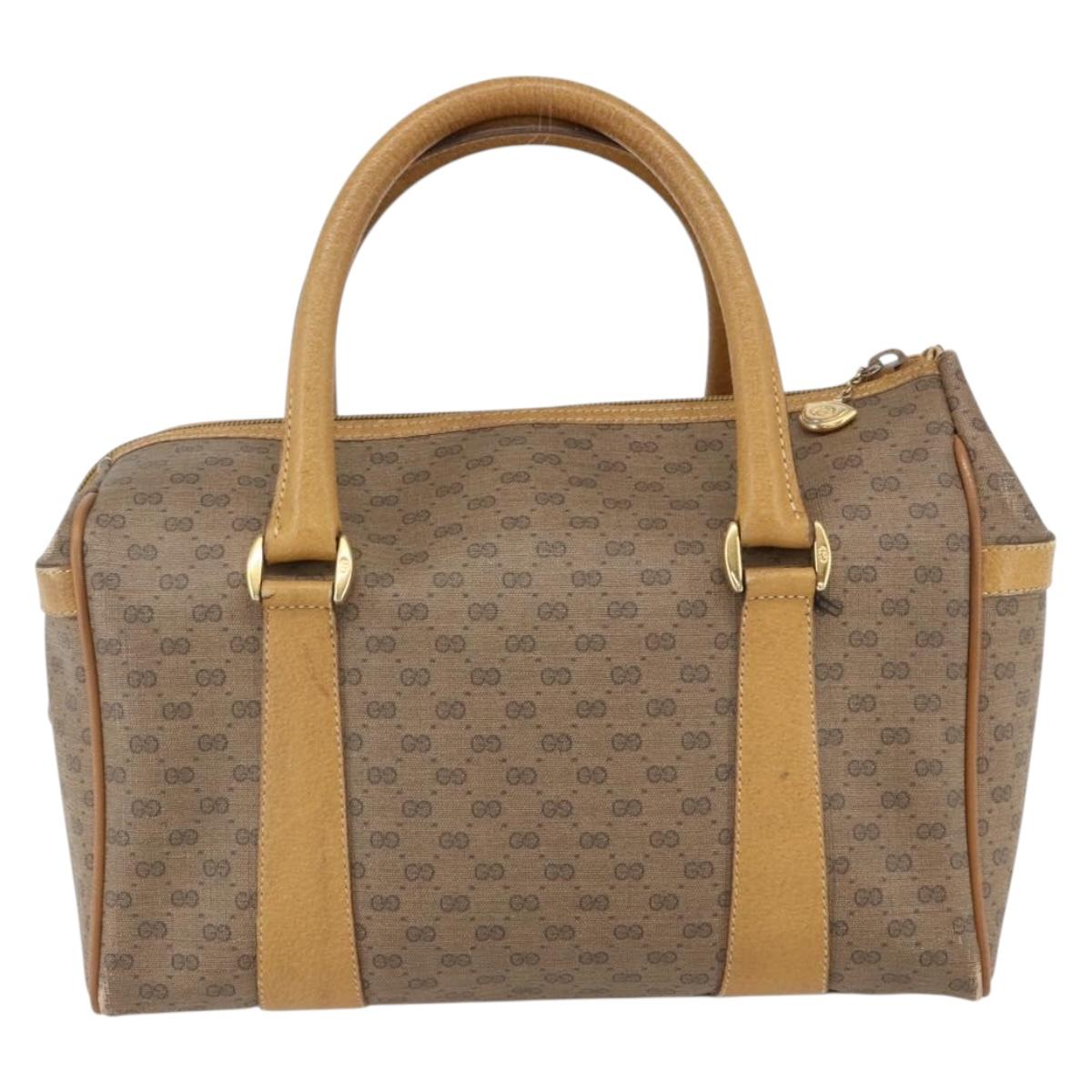 GUCCI Micro GG Supreme Hand Bag PVC Beige Gold 000 40 0207 Auth BA10367