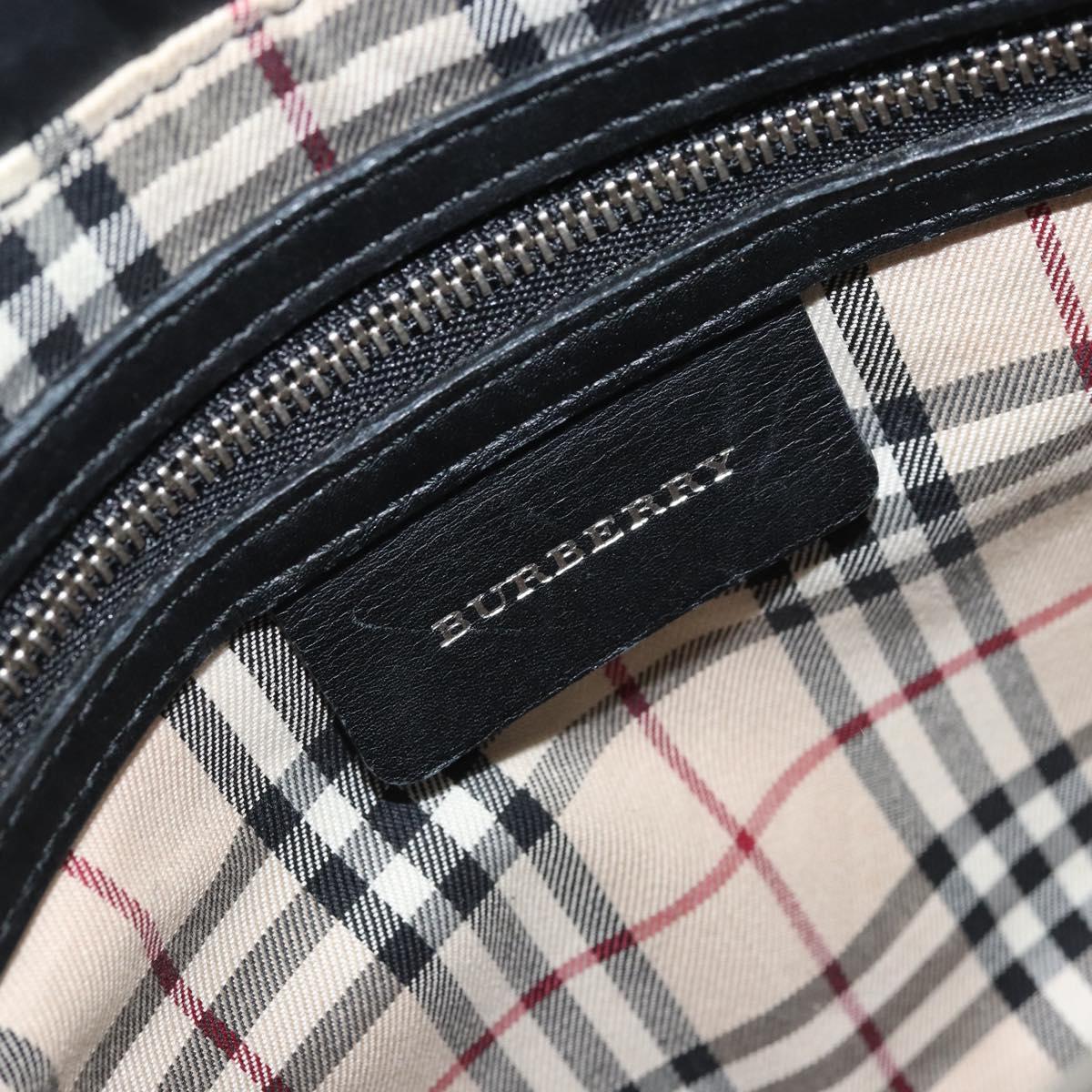 BURBERRY Hand Bag Leather Black Silver Auth BA10370