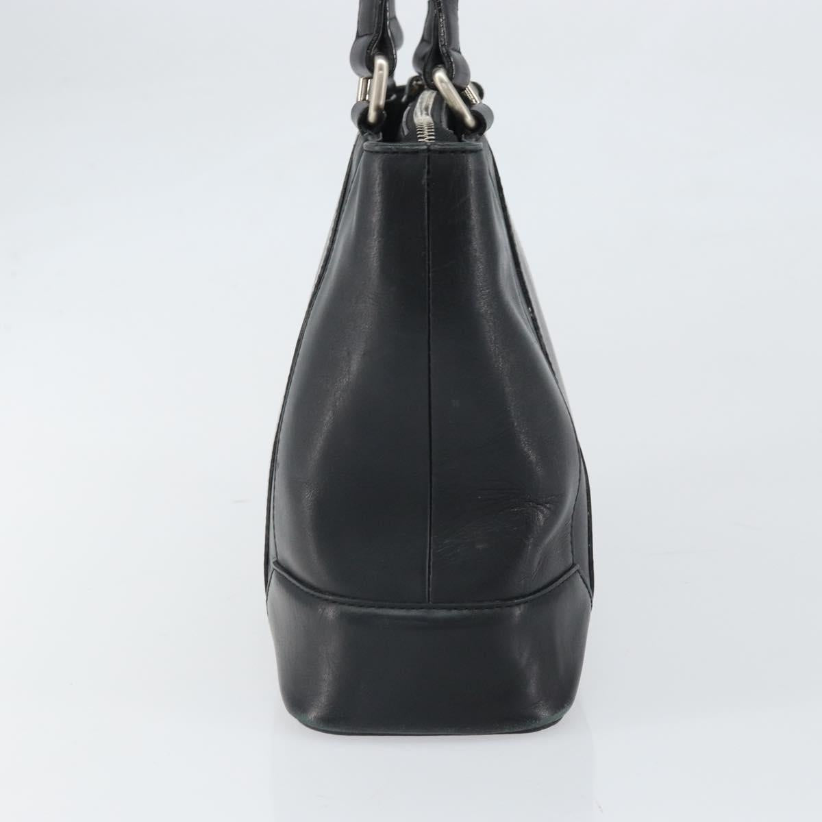 BURBERRY Hand Bag Leather Black Silver Auth BA10370