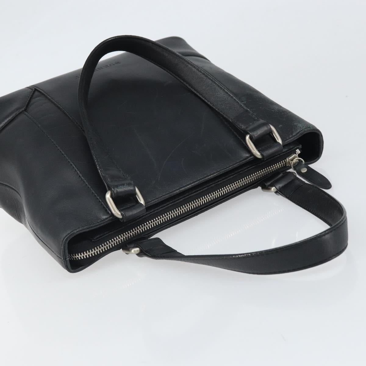 BURBERRY Hand Bag Leather Black Silver Auth BA10370