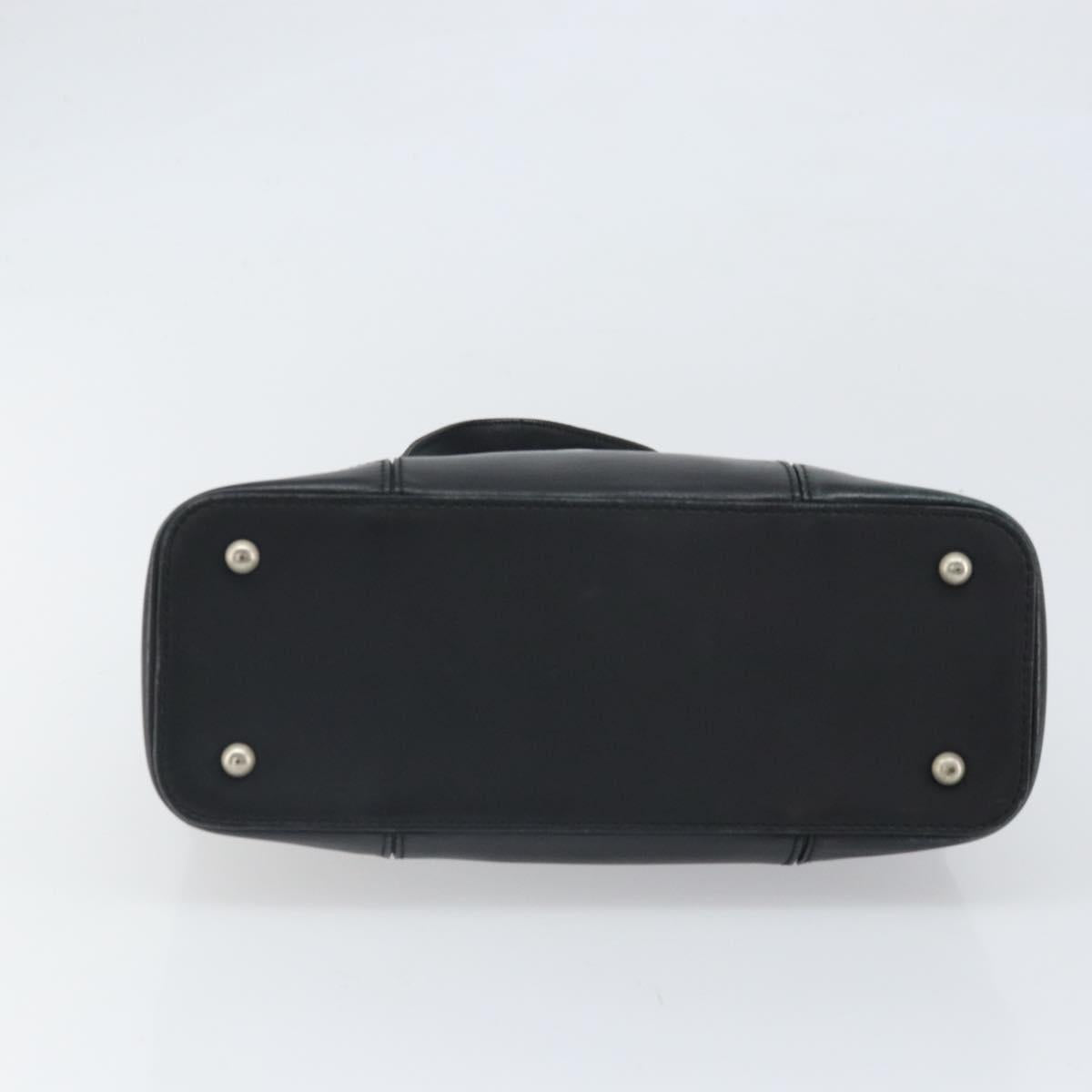 BURBERRY Hand Bag Leather Black Silver Auth BA10370