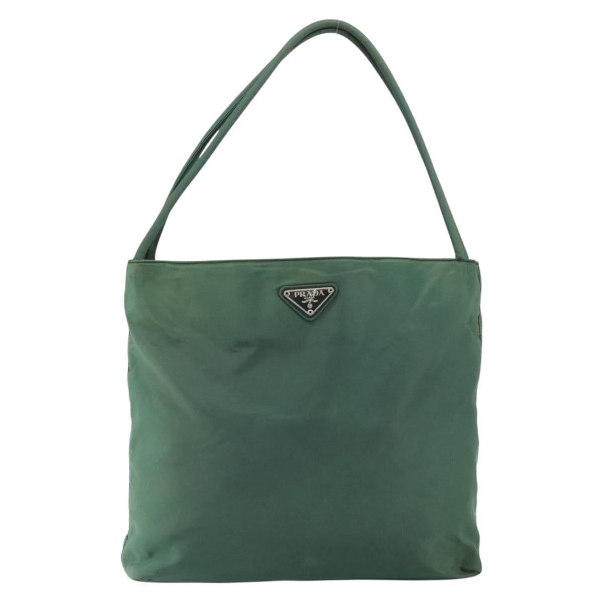 PRADA Tote Bag Nylon Green Auth BA10373