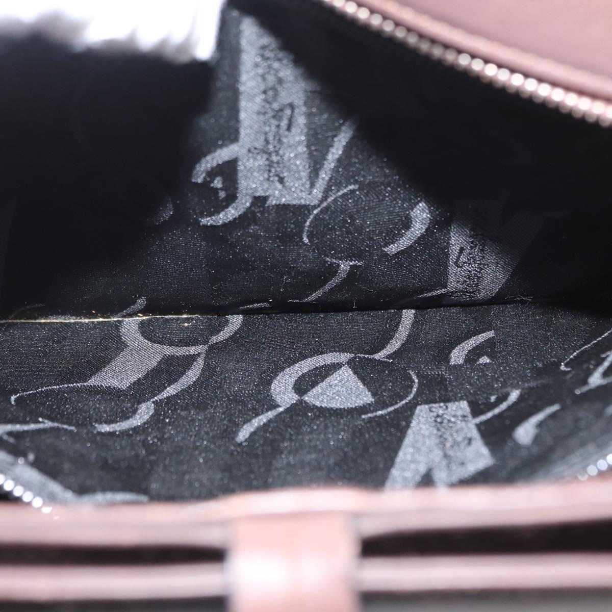 Salvatore Ferragamo Gancini Shoulder Bag Leather Brown Silver Auth BA10376