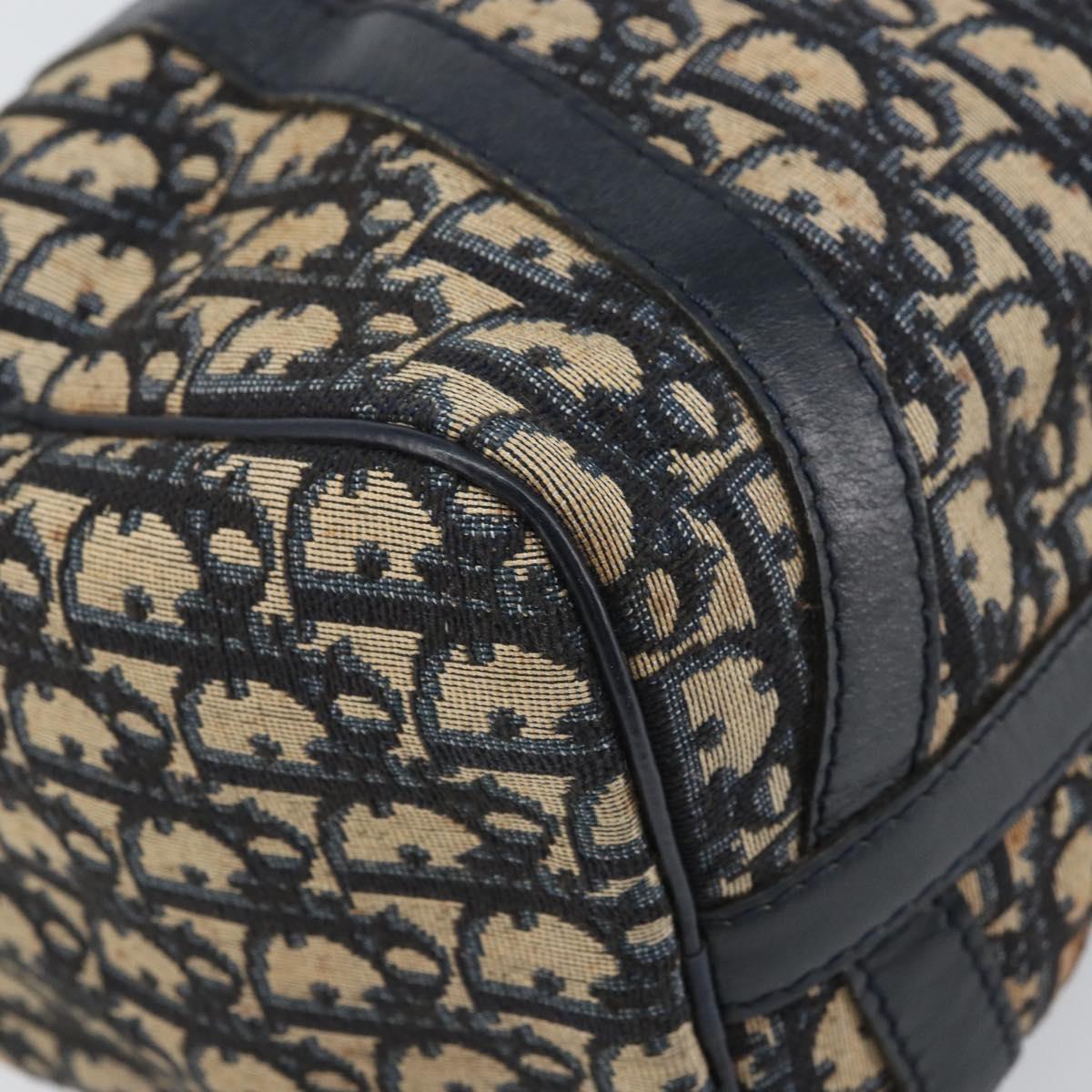 Christian Dior Trotter Canvas Hand Bag Navy Silver Auth BA10394