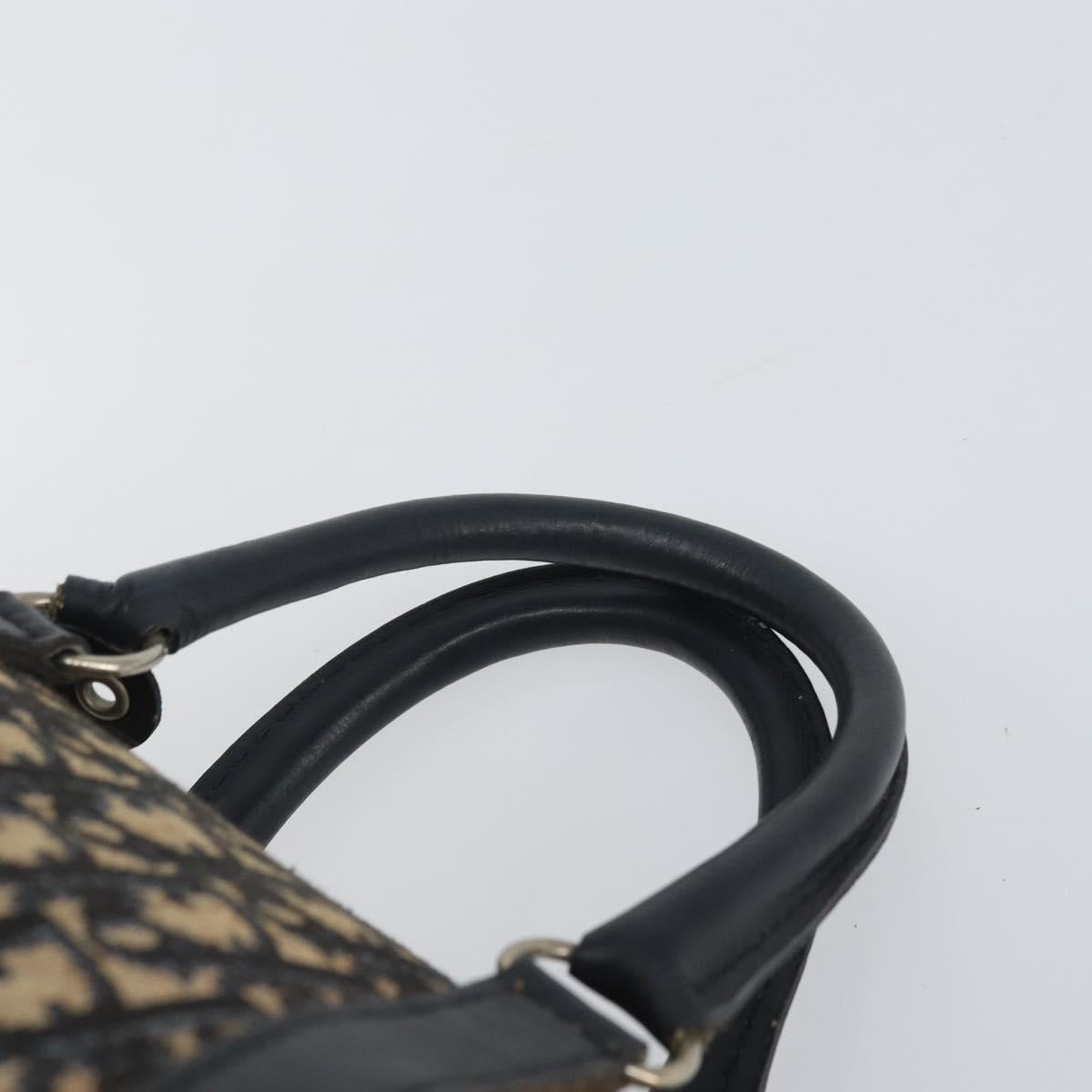 Christian Dior Trotter Canvas Hand Bag Navy Silver Auth BA10394