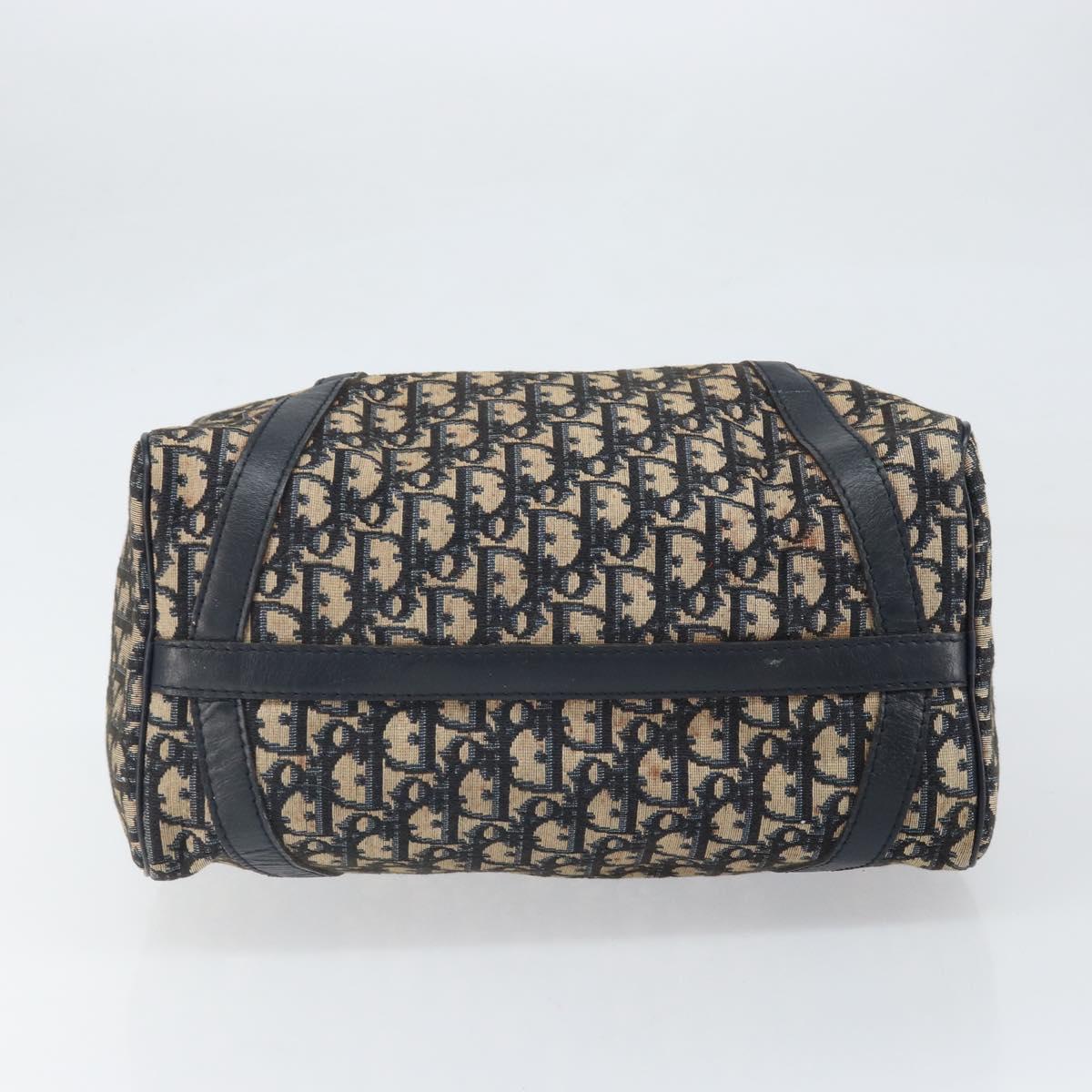 Christian Dior Trotter Canvas Hand Bag Navy Silver Auth BA10394