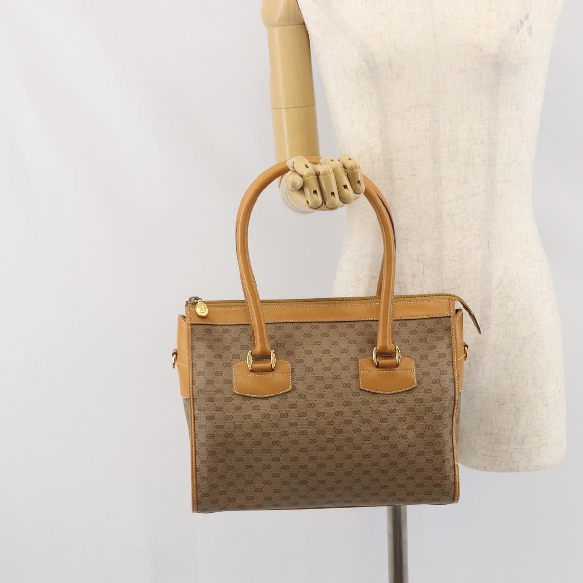 GUCCI Micro GG Supreme Hand Bag PVC Beige Gold 002 58 0219 Auth BA10396